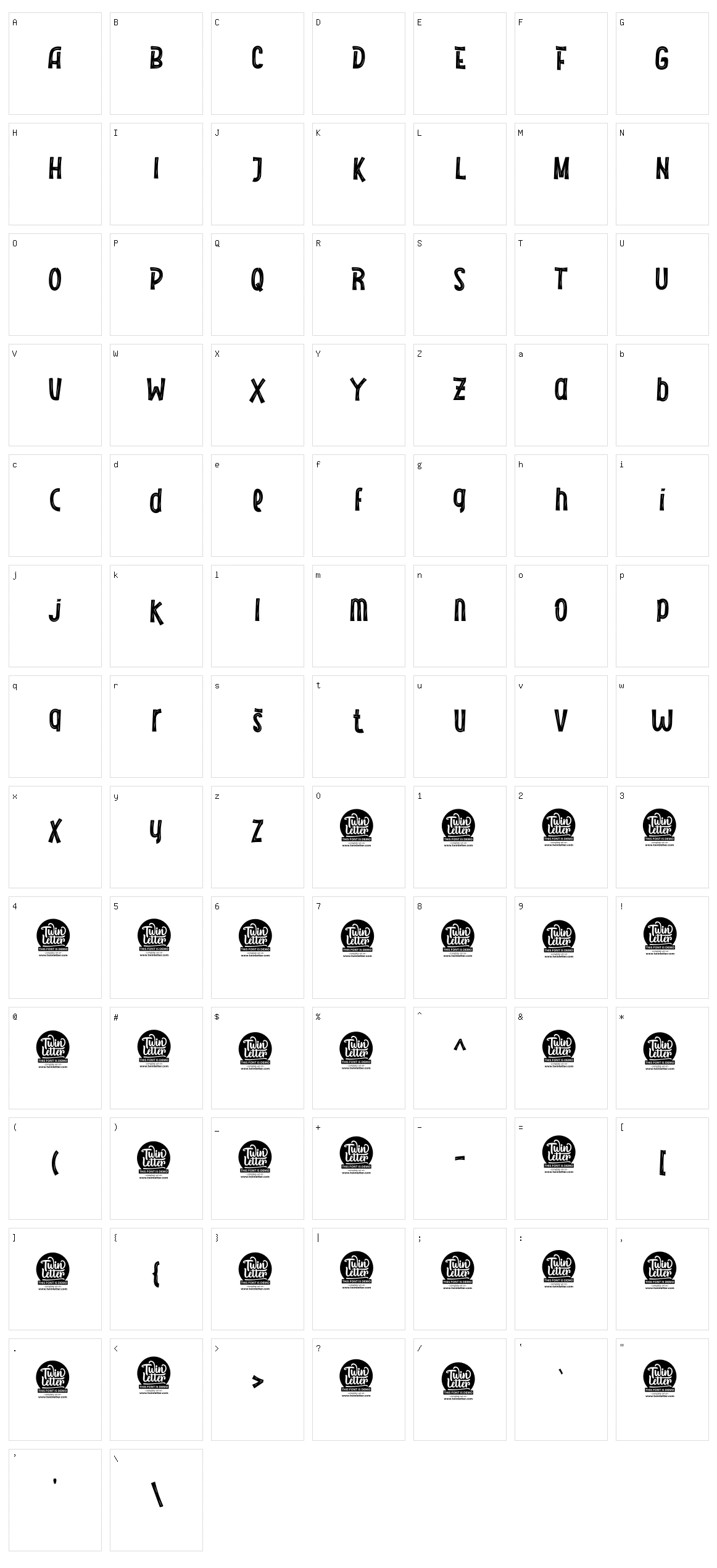 Backeth Character Set