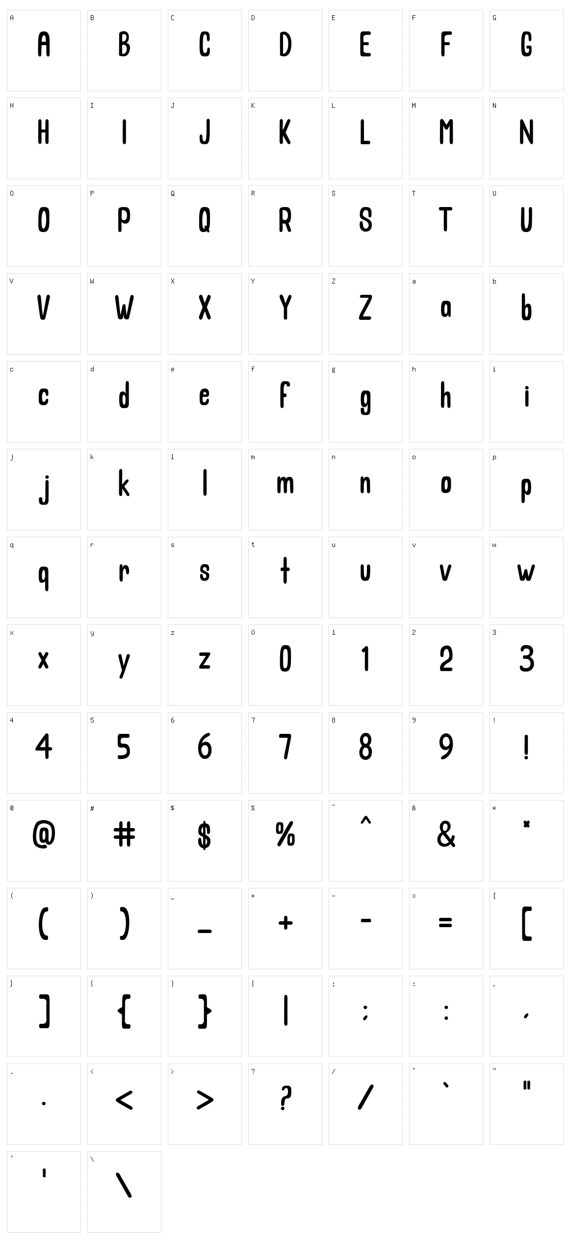 Bagally Character Set