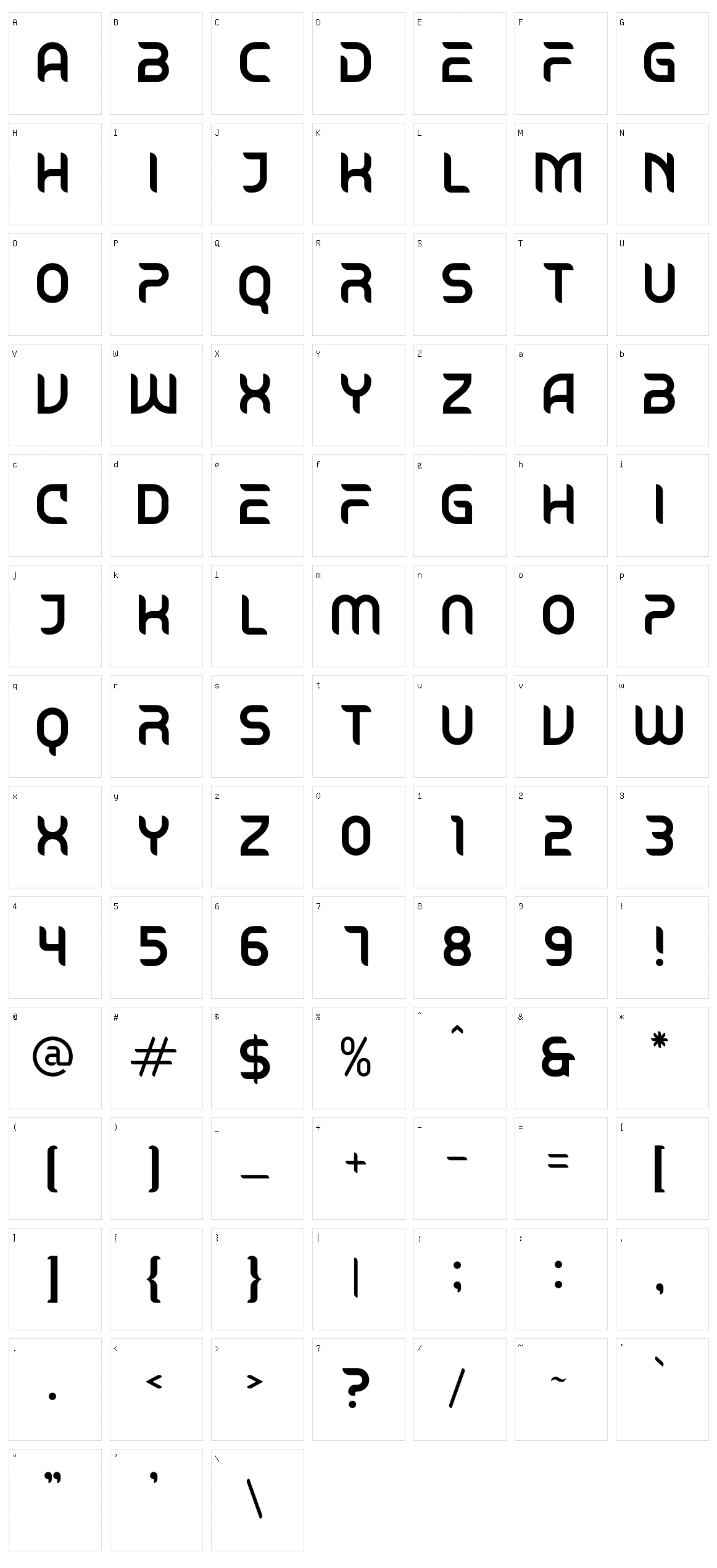 Bagero Character Set