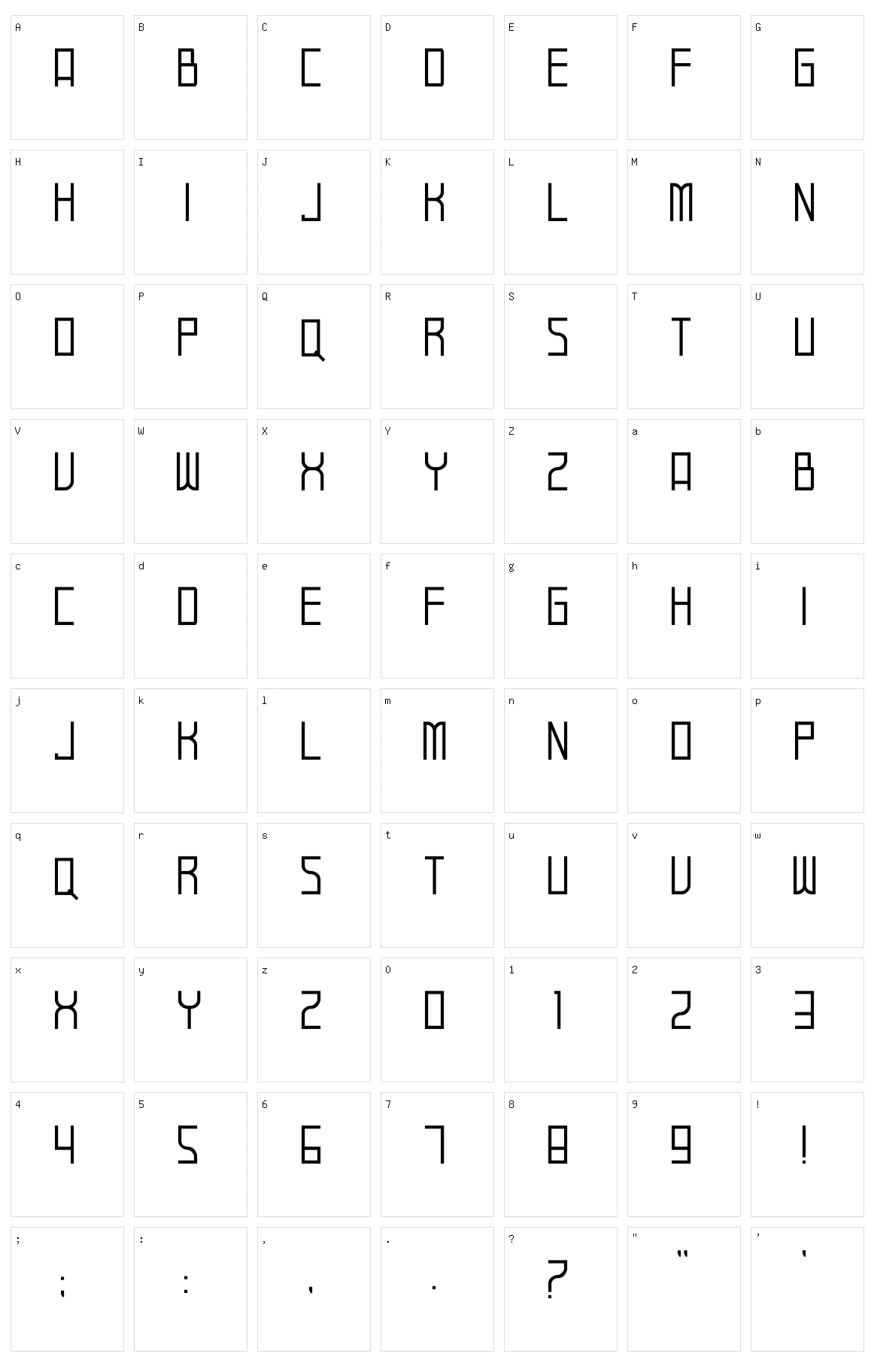 Balkinsat Character Set