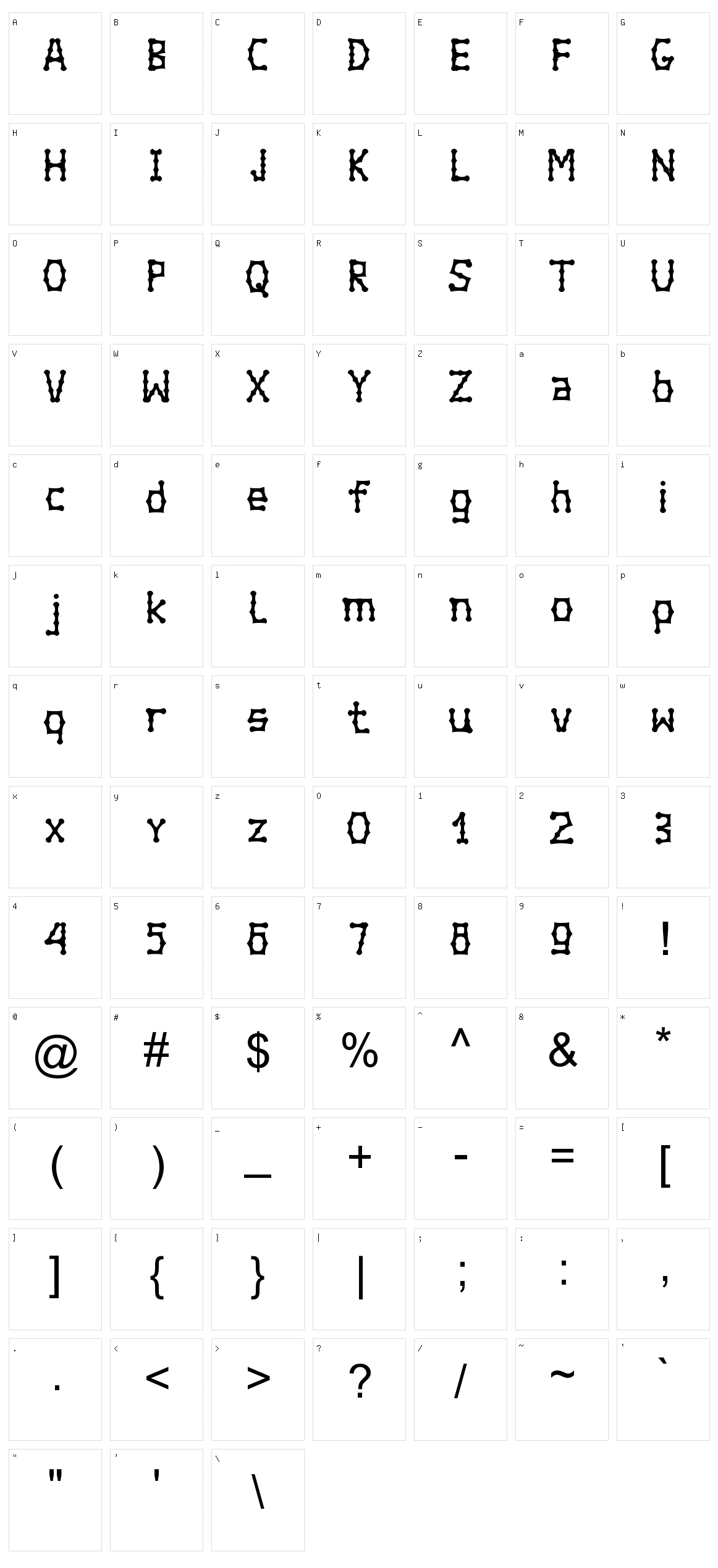 Bambuchinnox Character Set