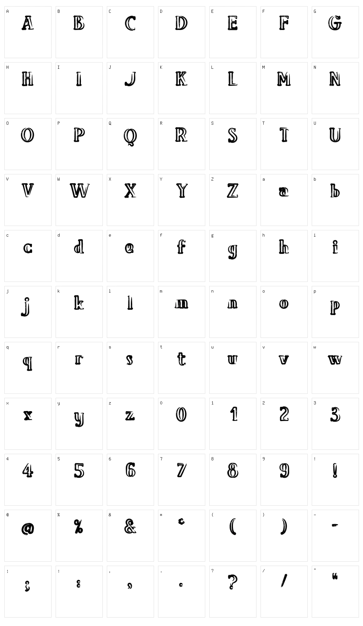 Bavure Character Set