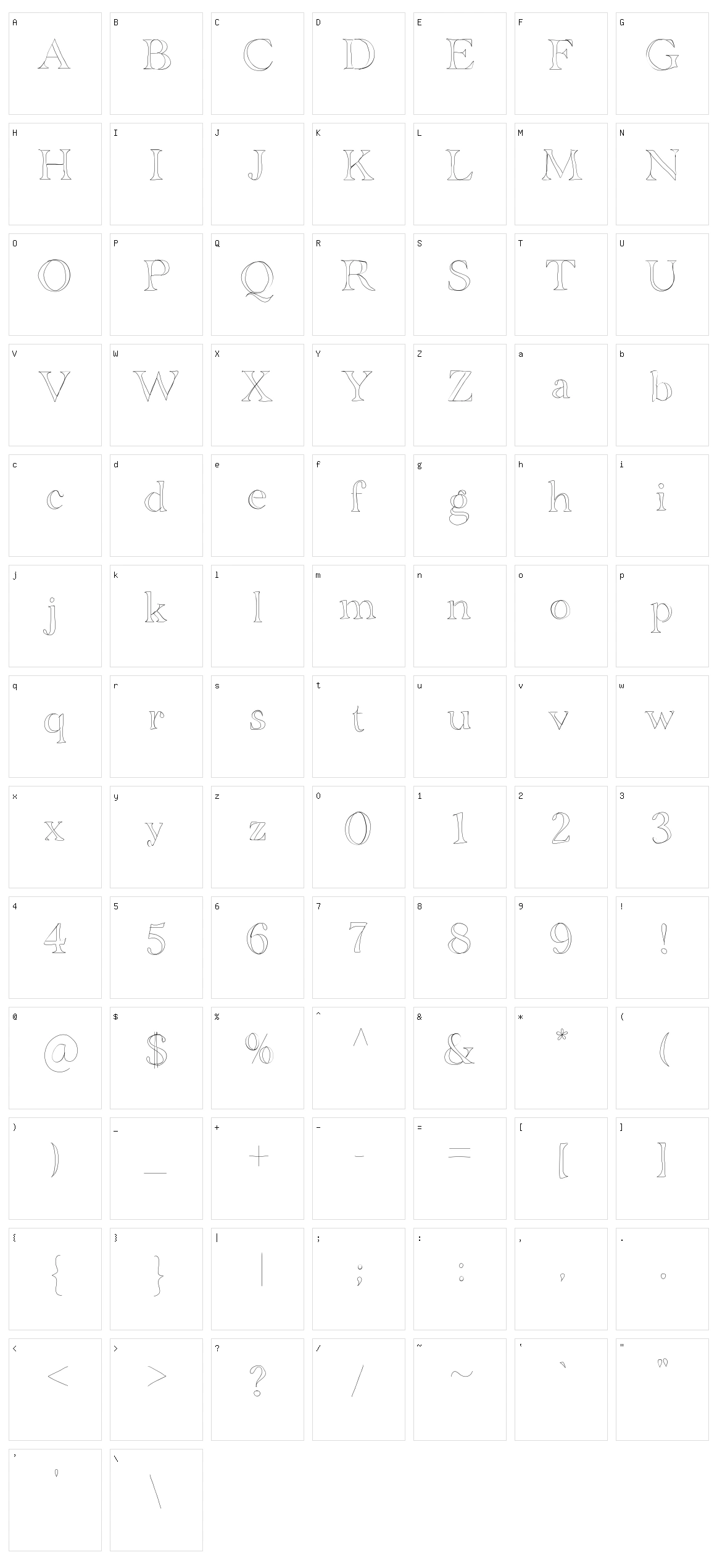 BD Grenoble Character Set