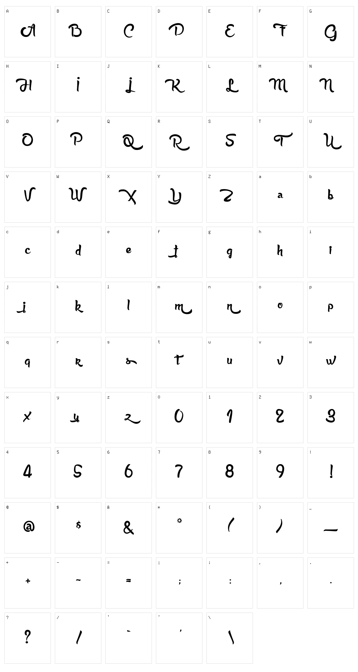 Anabelle Script Character Set
