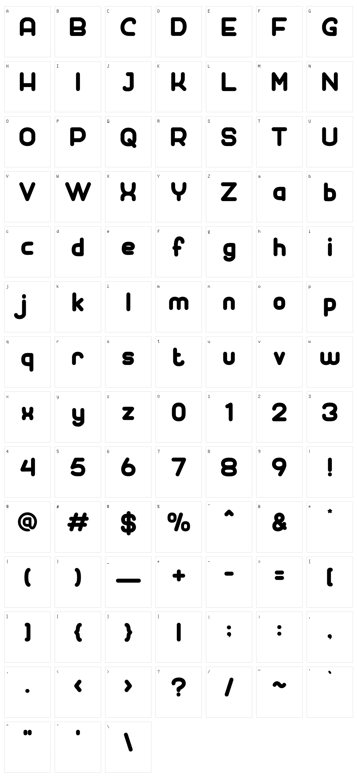 Belvesnut Sans Character Set