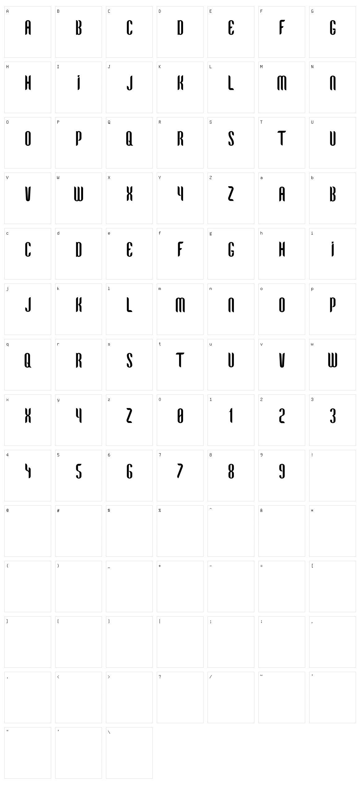 Bent-Knives Character Set
