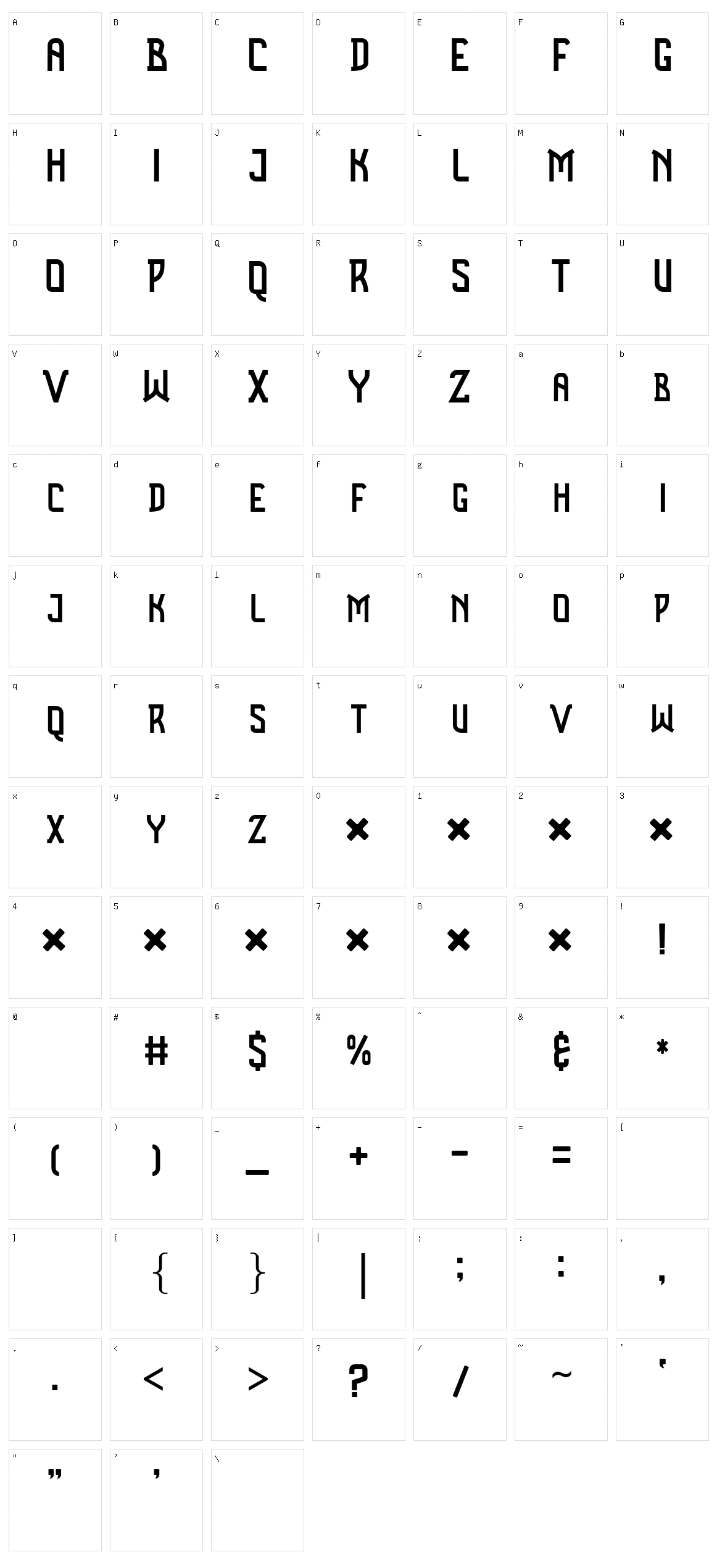 Benza Character Set