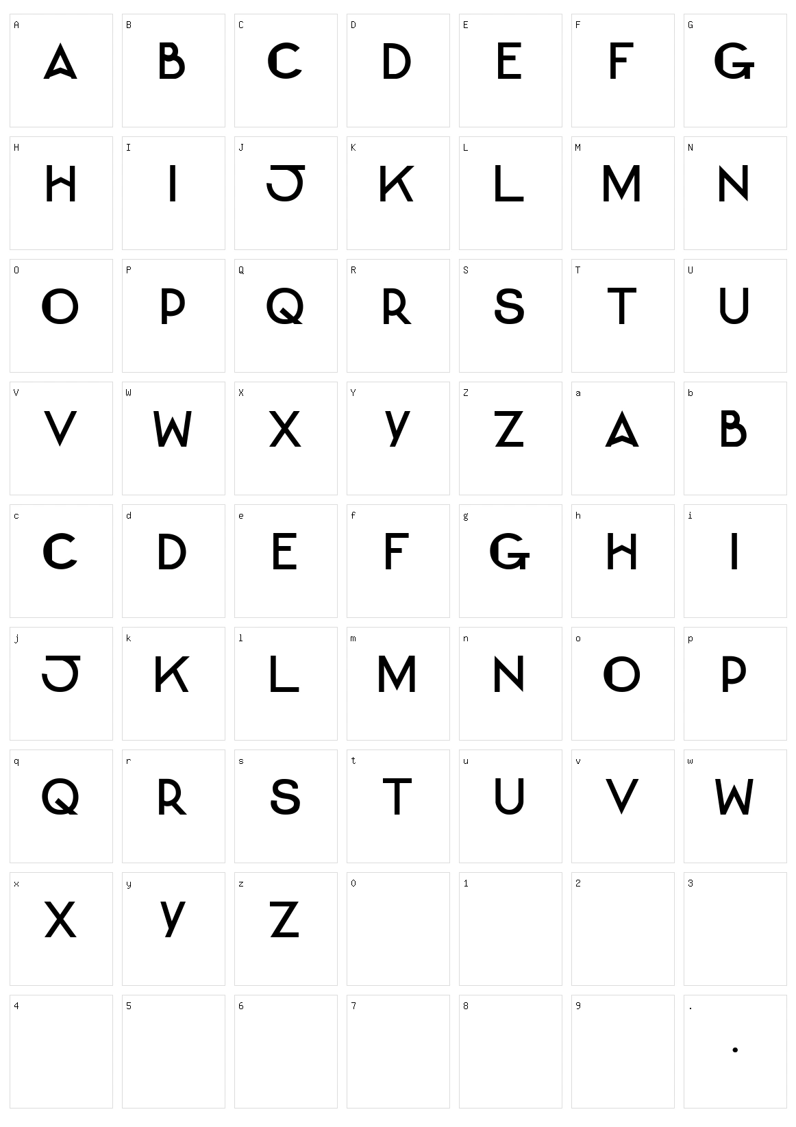Bernadette Caps Character Set