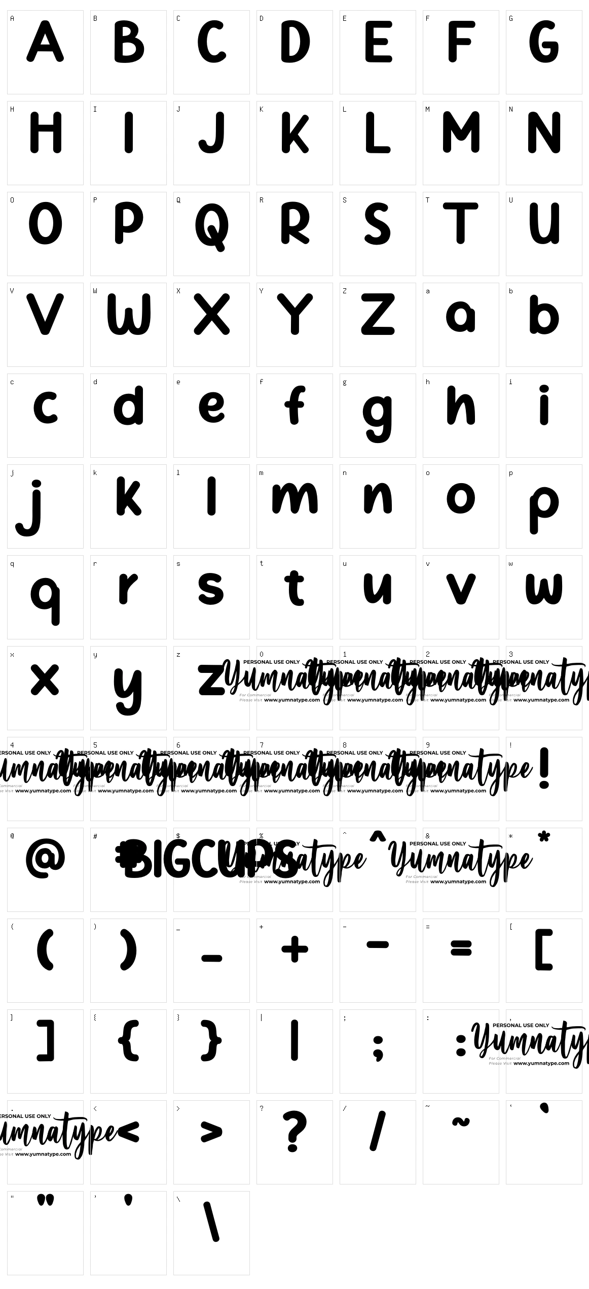 Bigcups Character Set