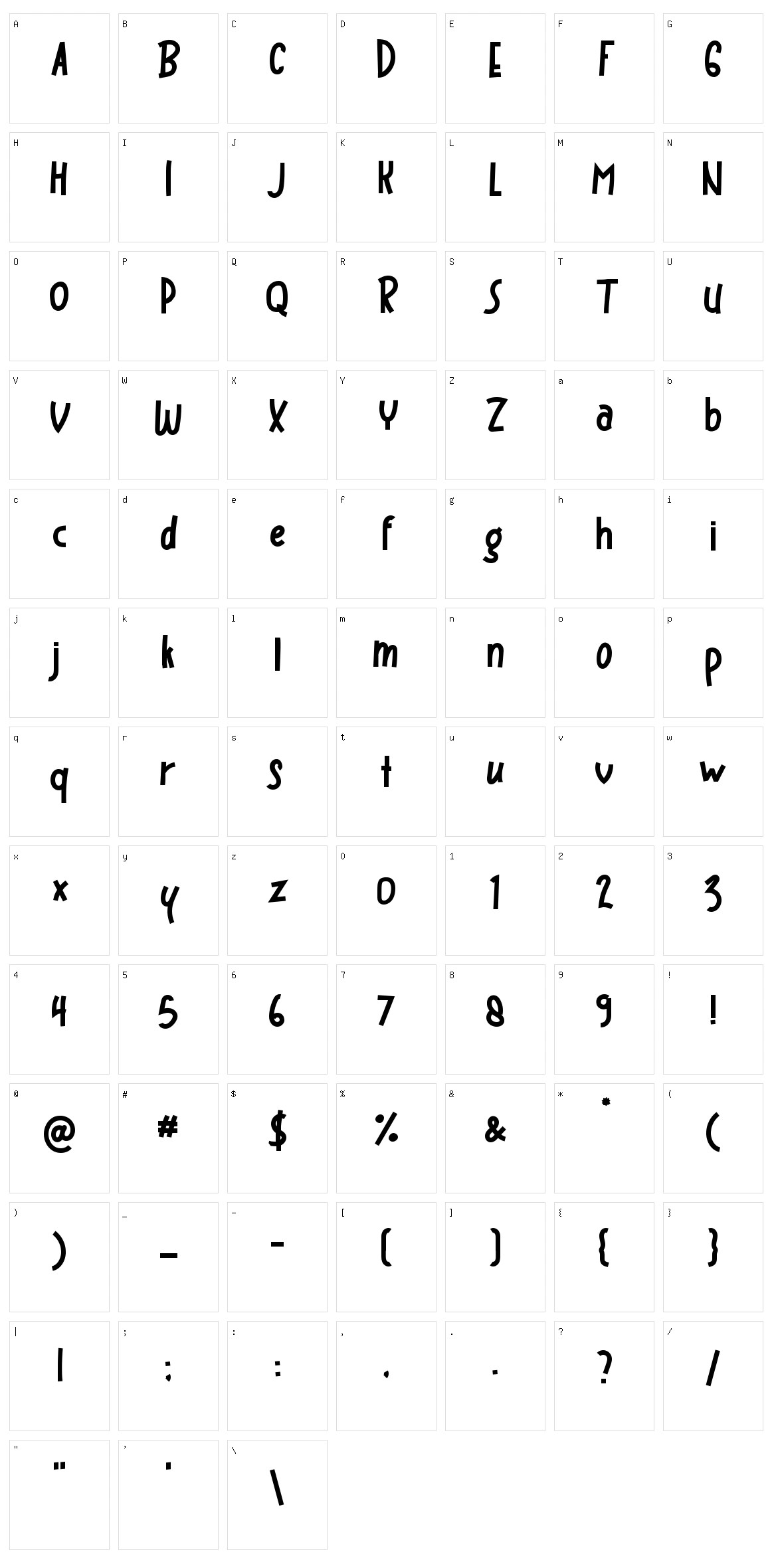 Bigloss Character Set