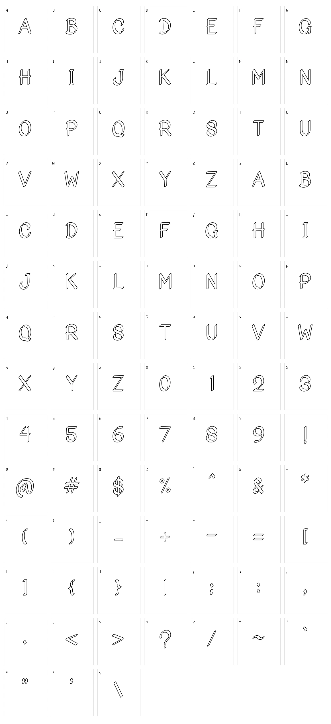 Bigoutliner Character Set