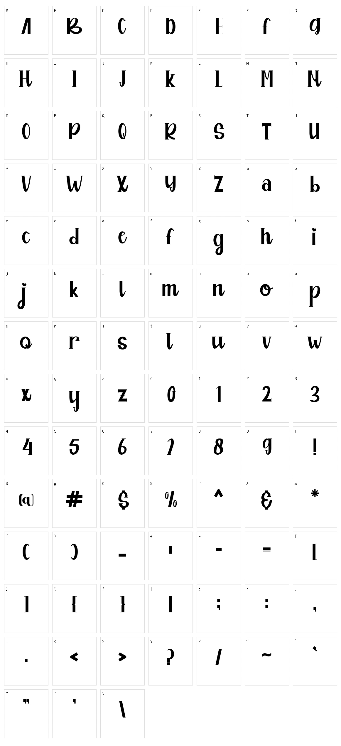 Bijack Character Set
