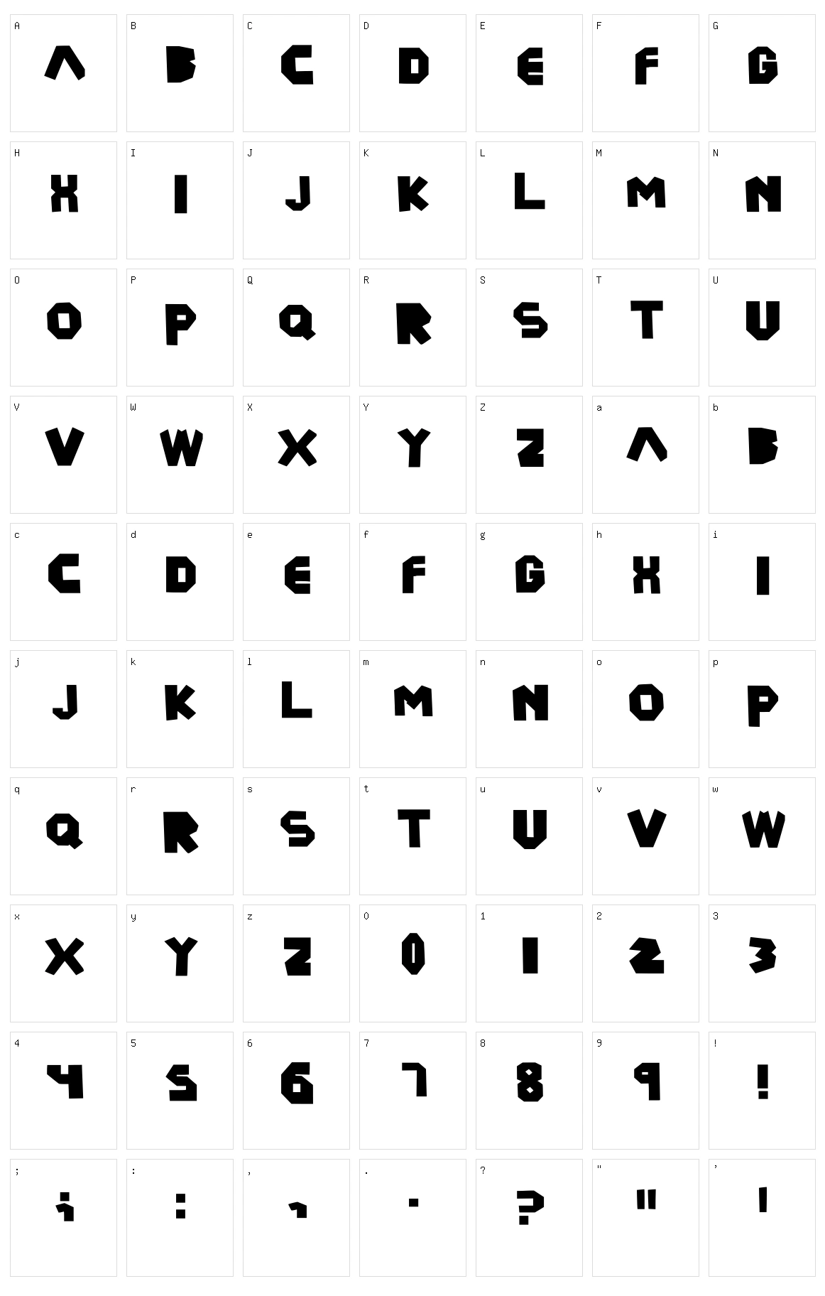 Billetina Character Set