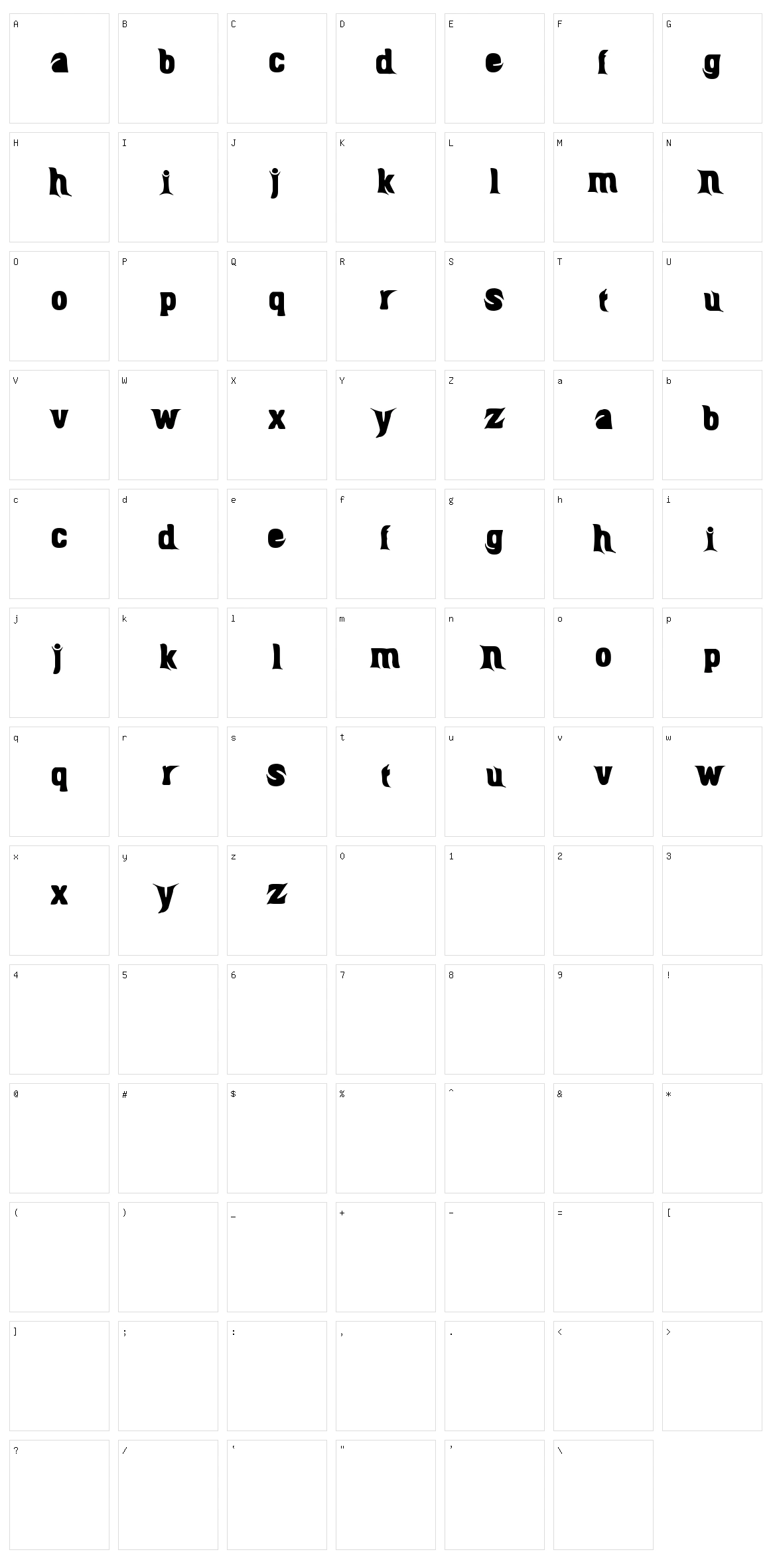 Biru-htam-biru Character Set