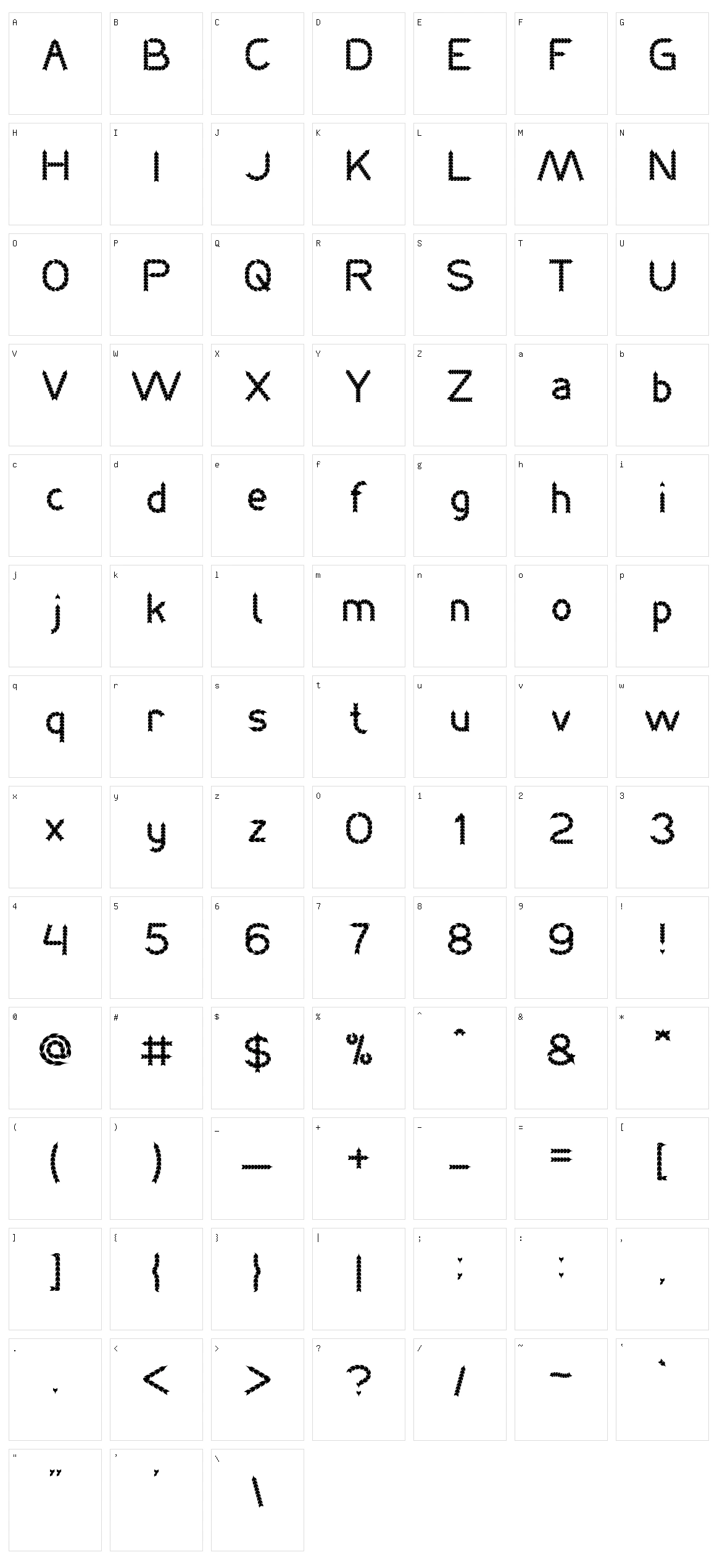 Black Arrow Character Set