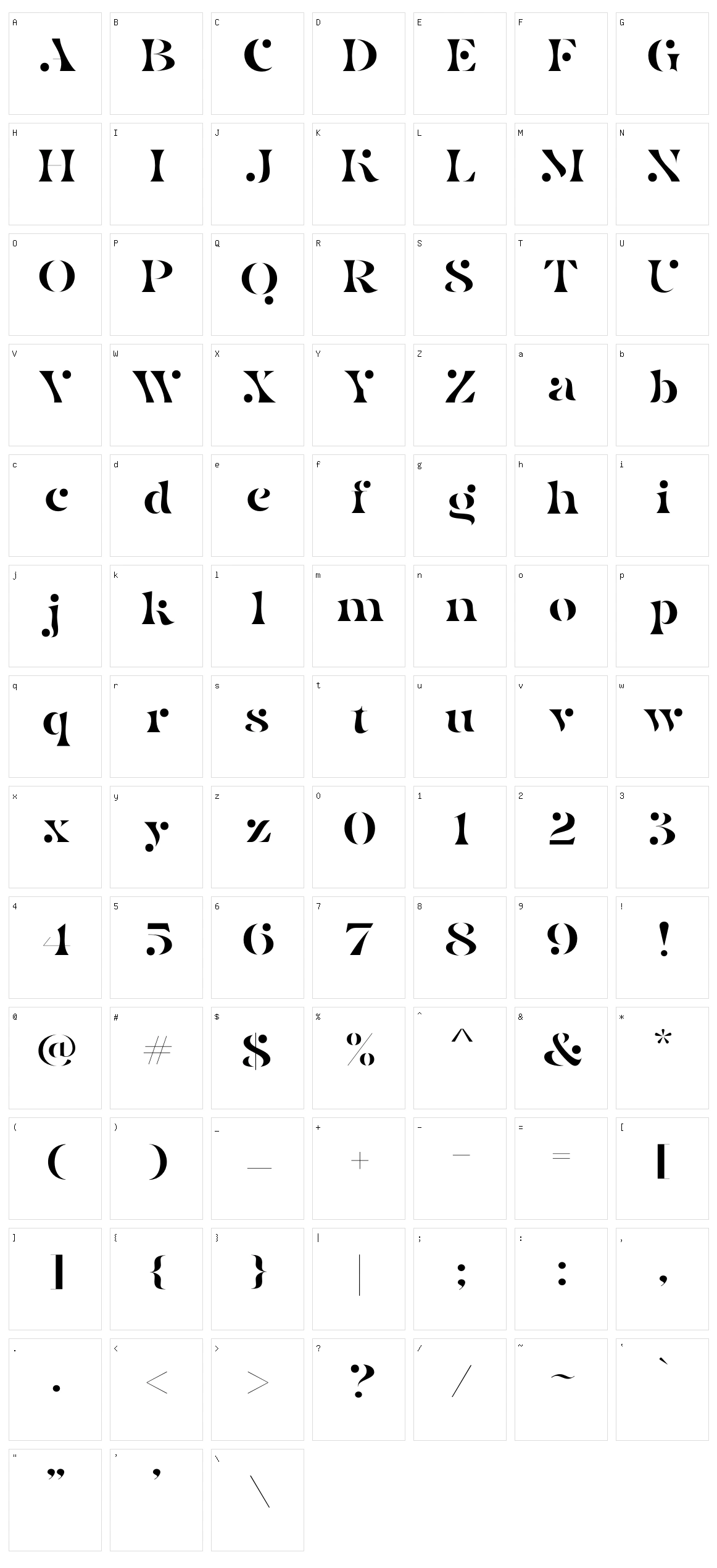 Black Point Serif Character Set