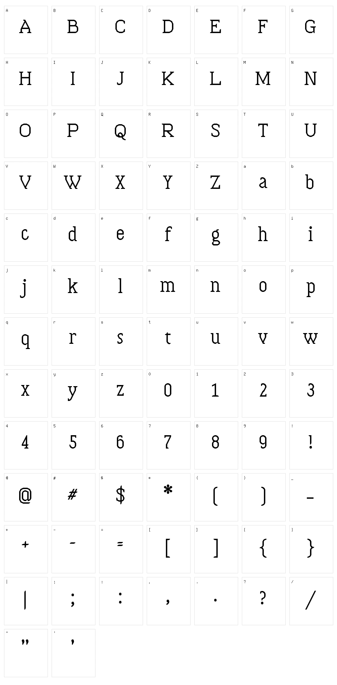 Bloccus Character Set