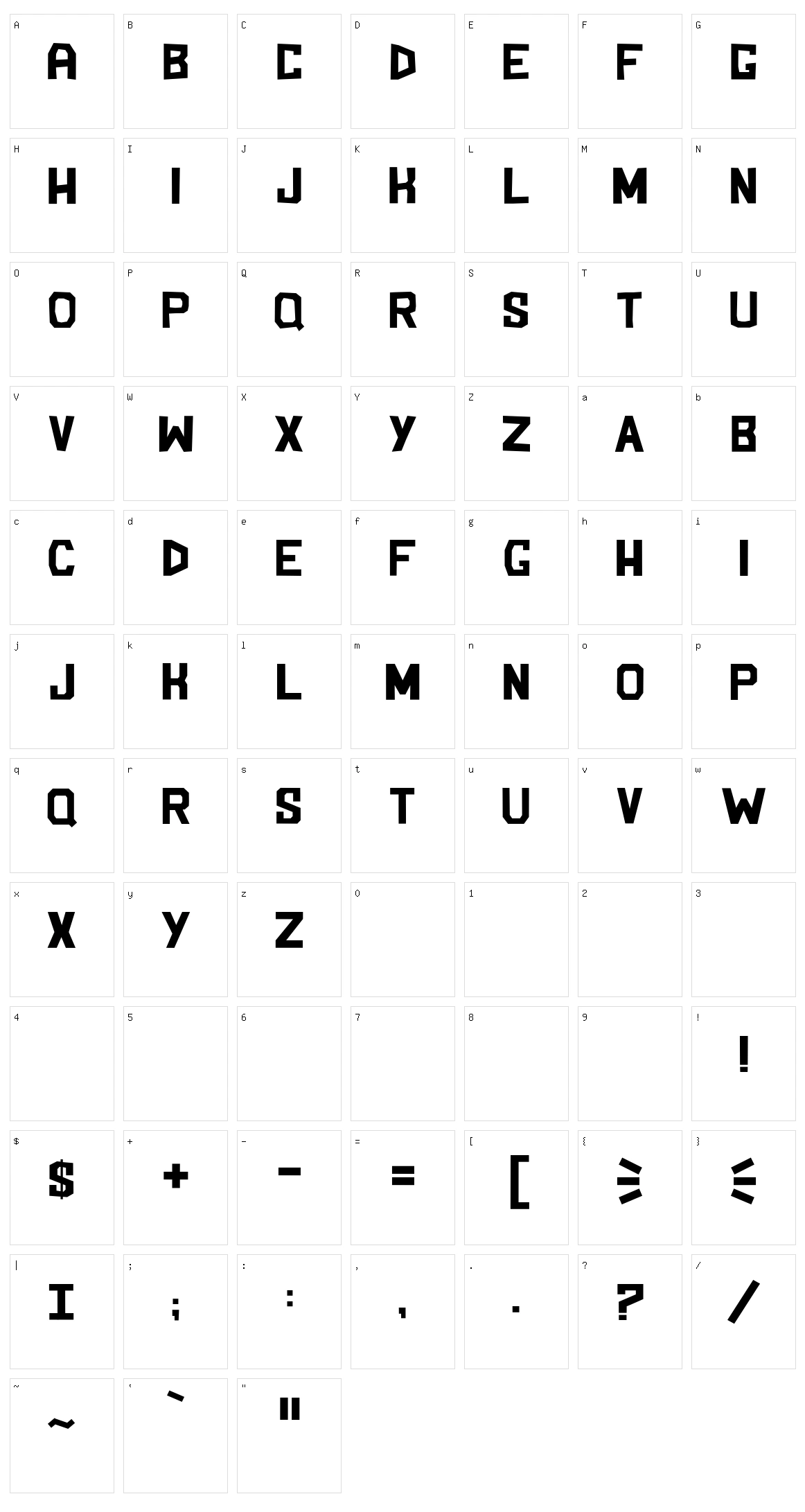 Blockem Sockem Character Set