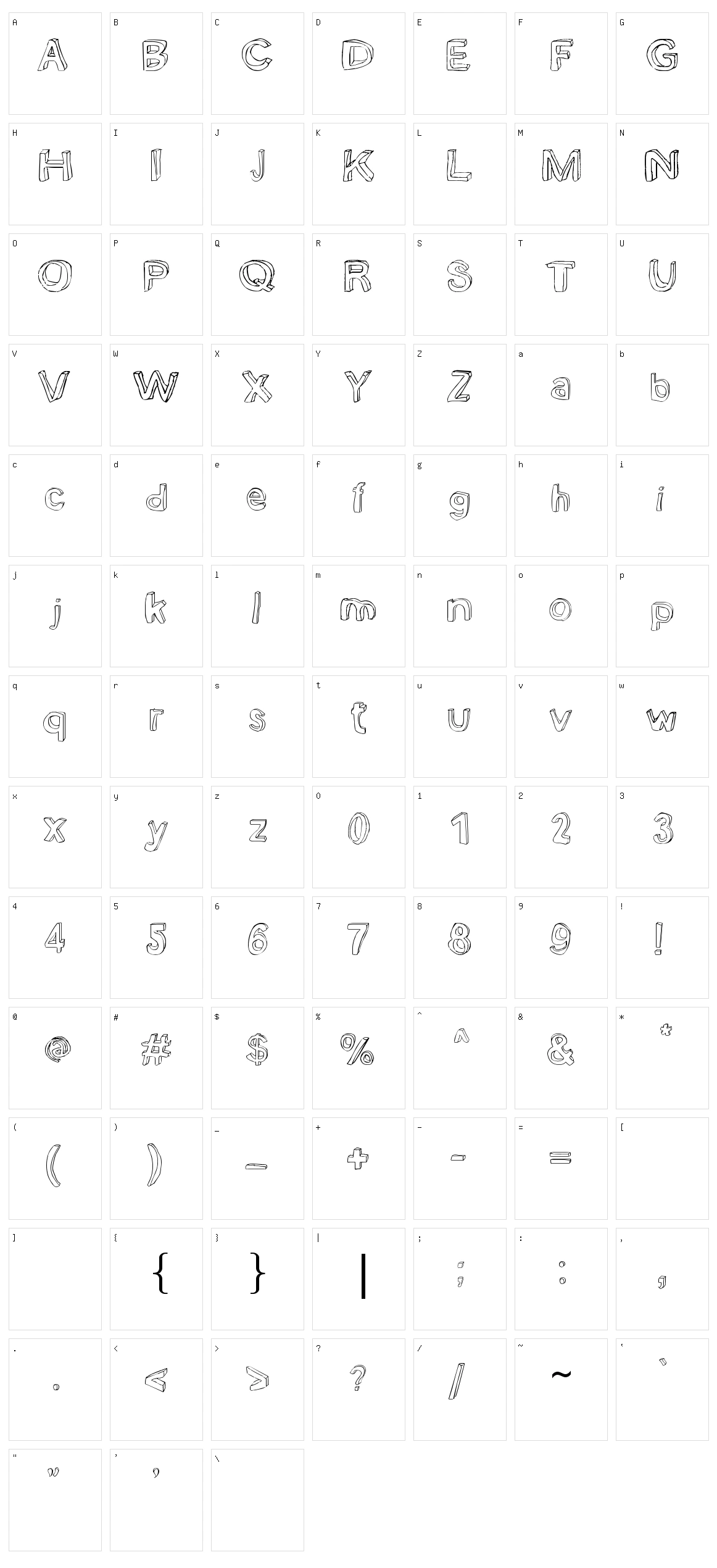 Bobsmade Font Character Set