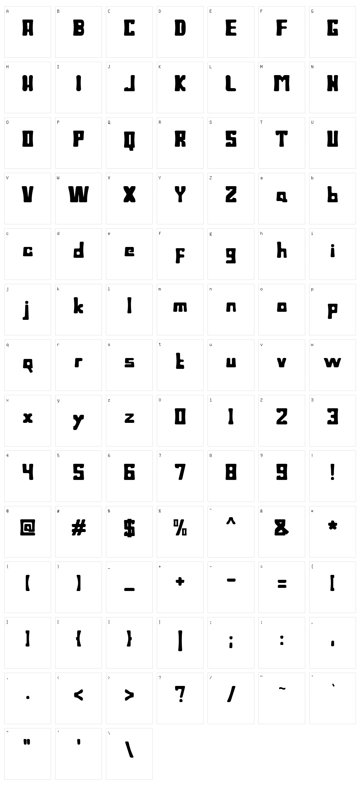 Bodax Character Set