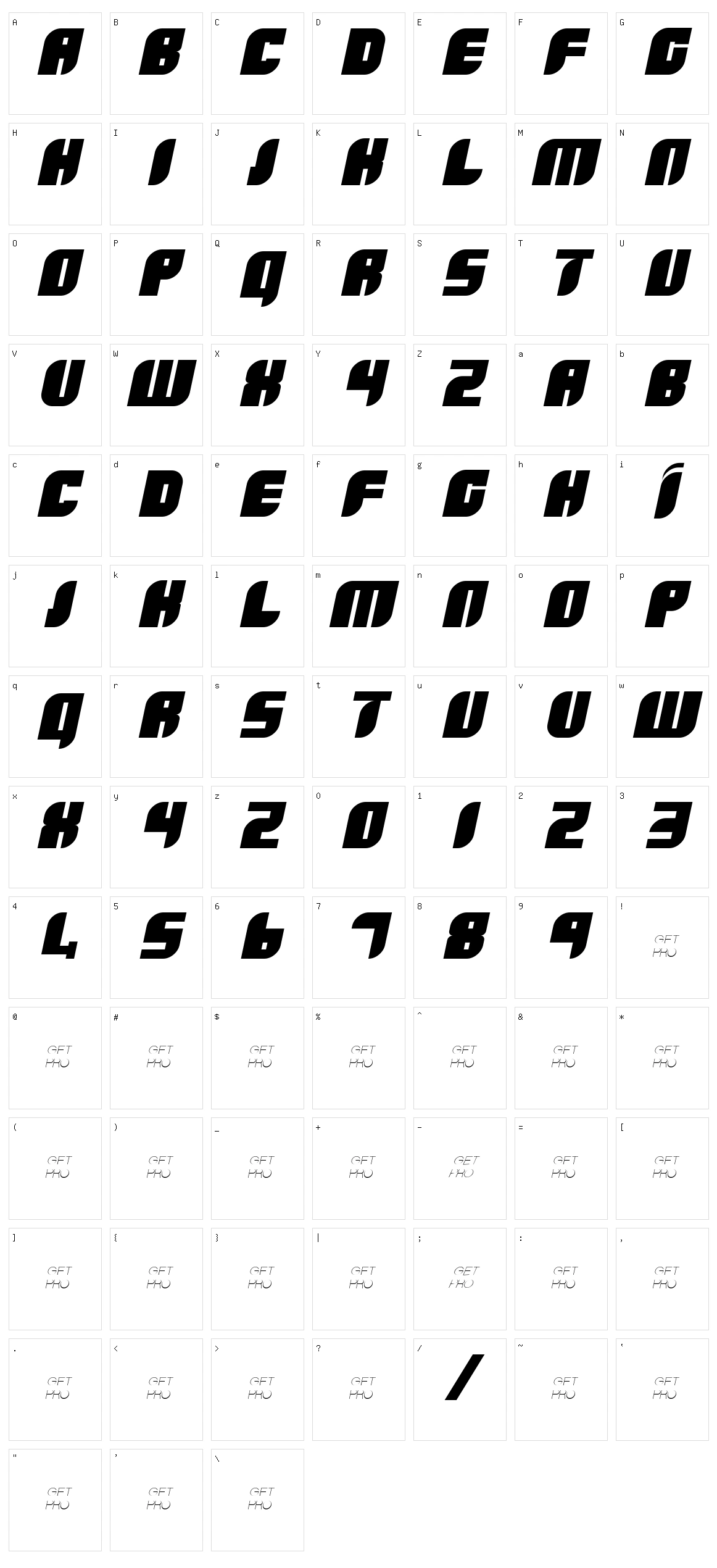 Boldie Character Set