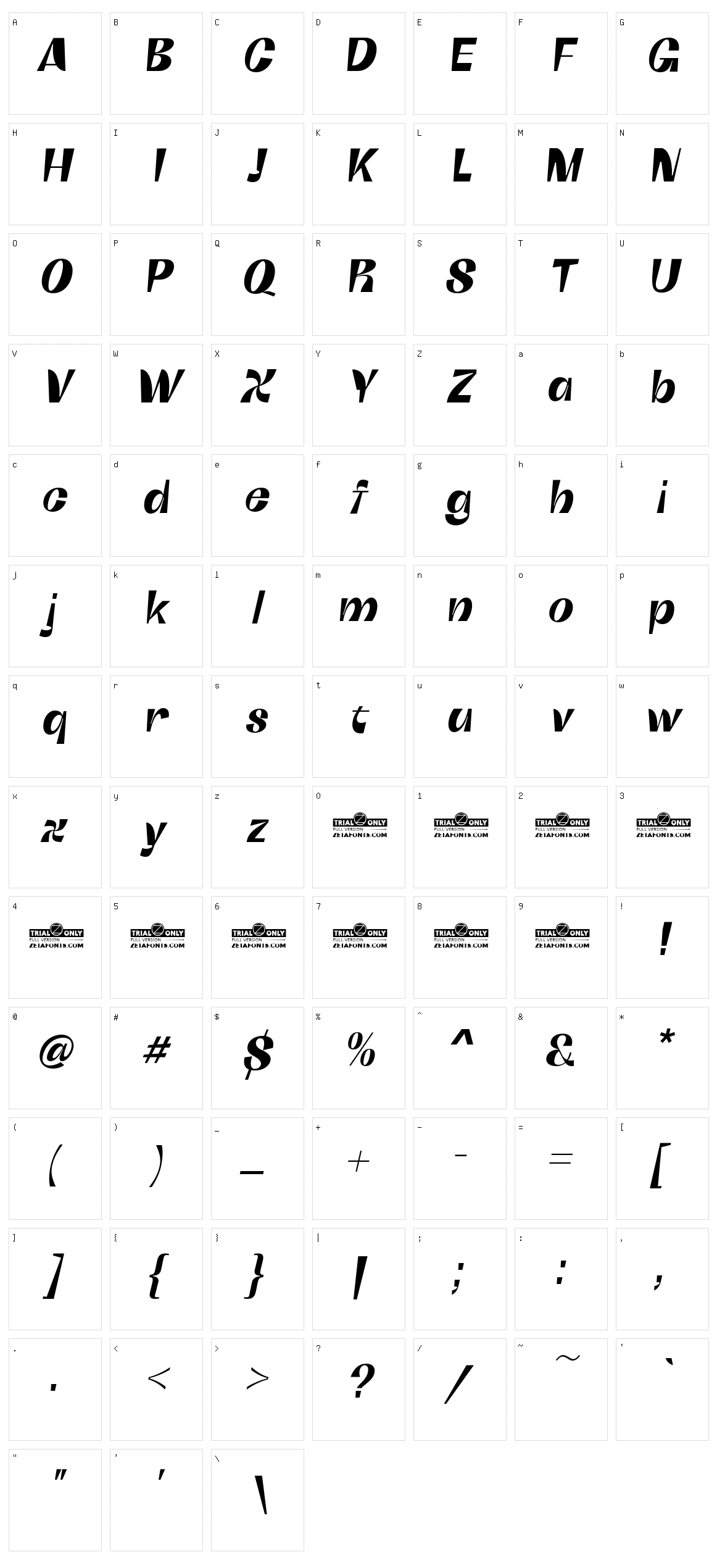 Boring sans C Character Set