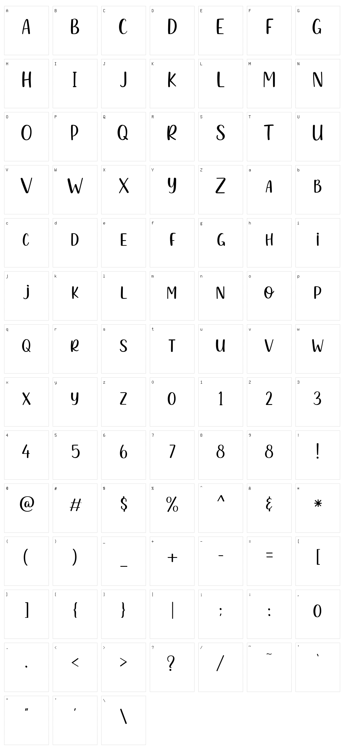Beauty and Elegant Sans Character Set