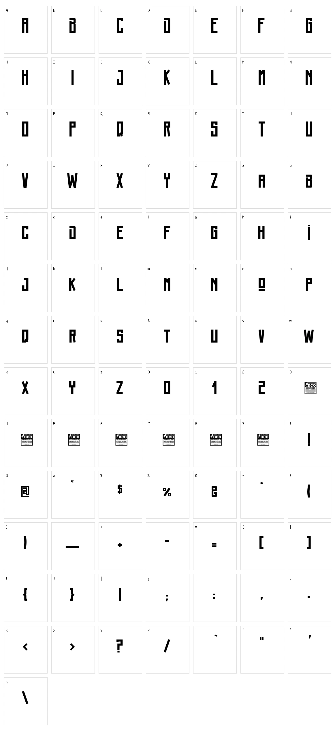 Bozos Character Set