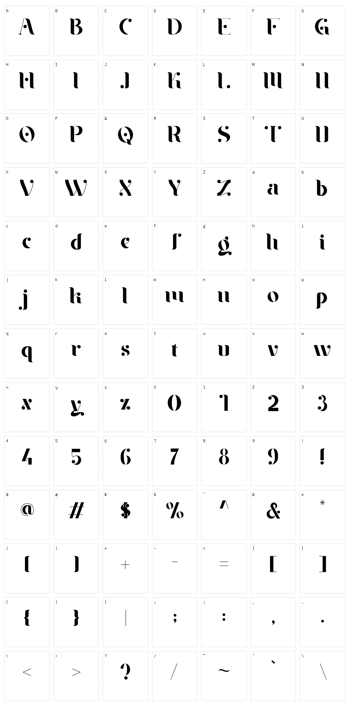 Braga Character Set