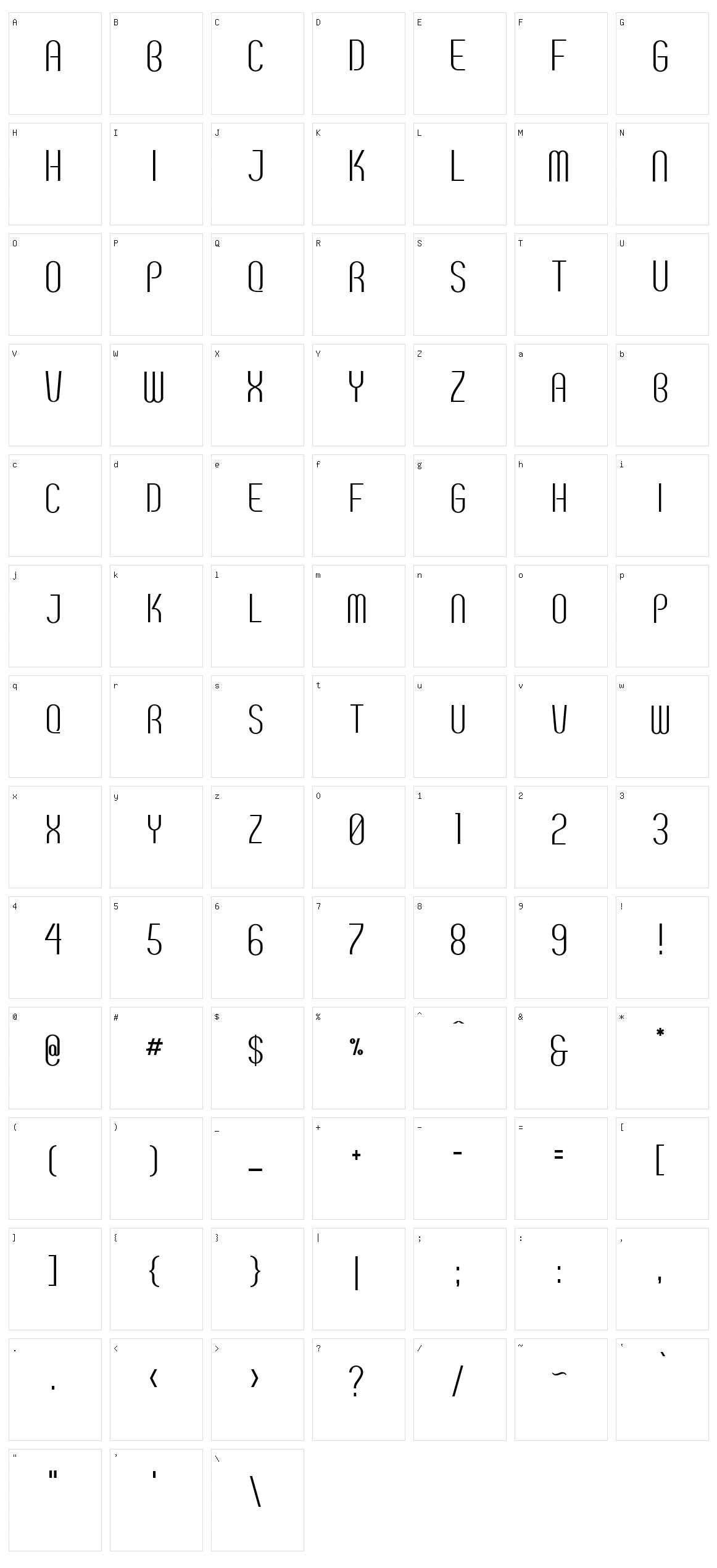 Breve SC Character Set