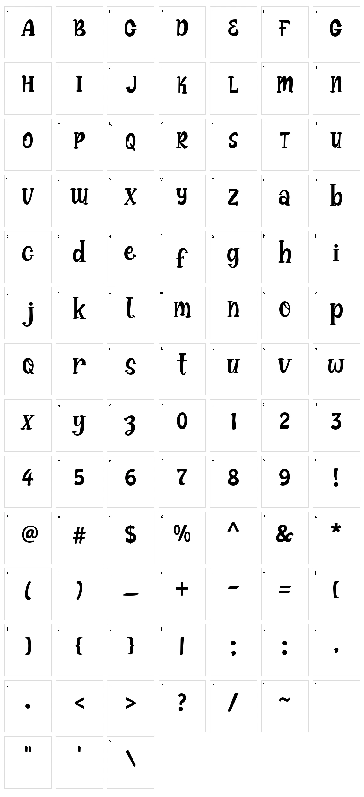 Bright Pumpsky Character Set