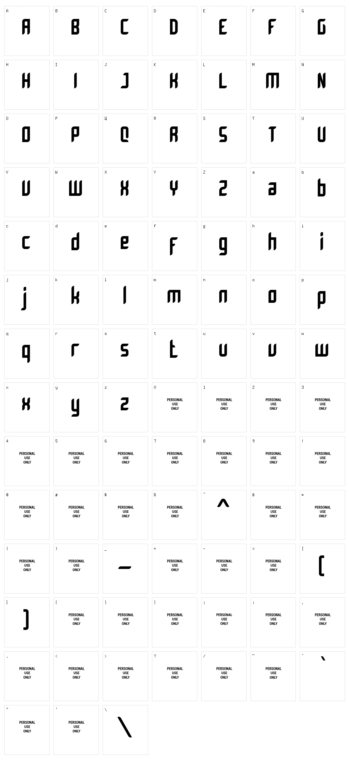 Bromount Character Set