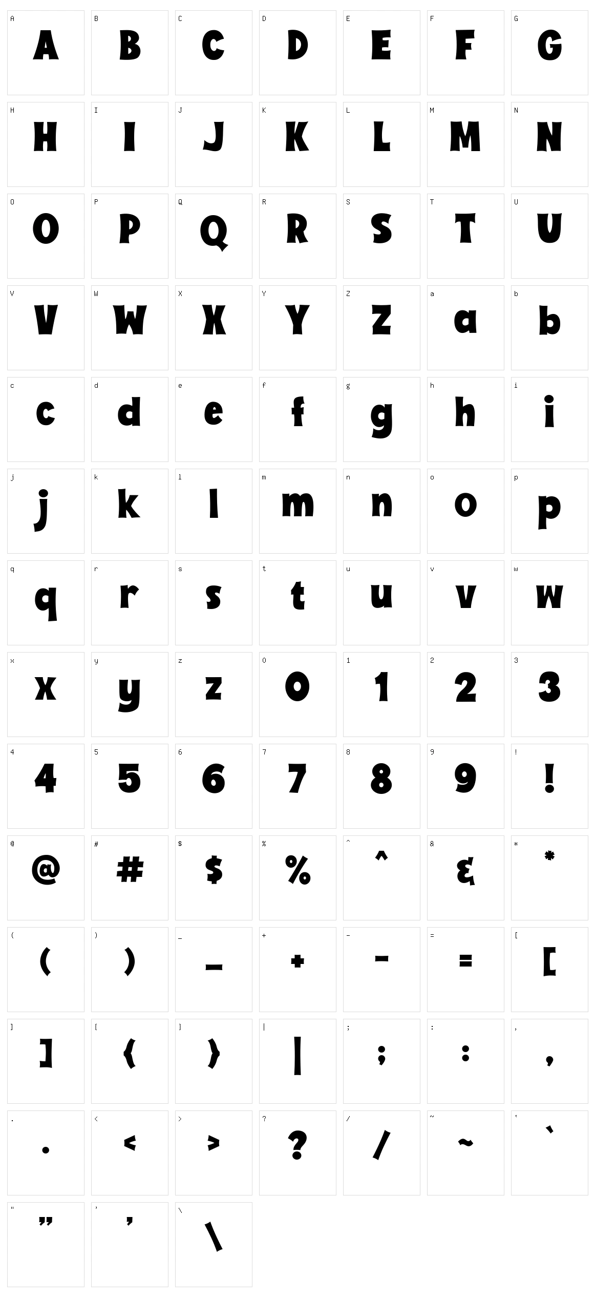 Bronson Character Set
