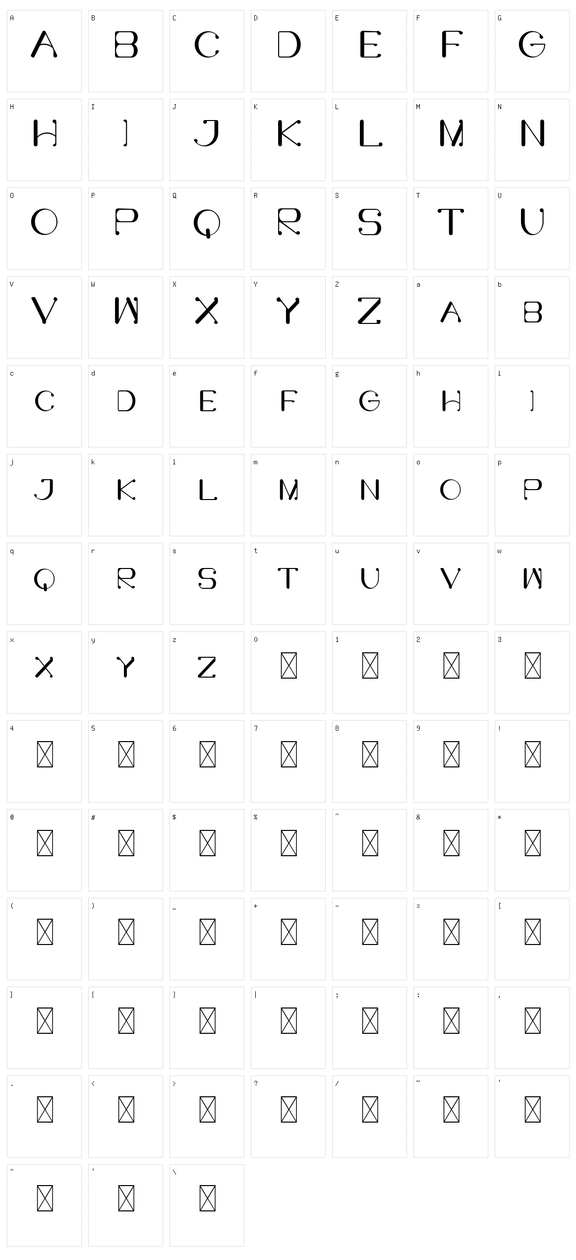 Bufferly Serif Character Set