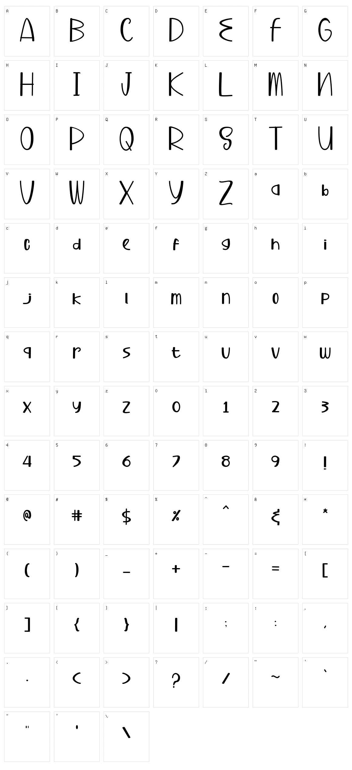 Buhary Character Set