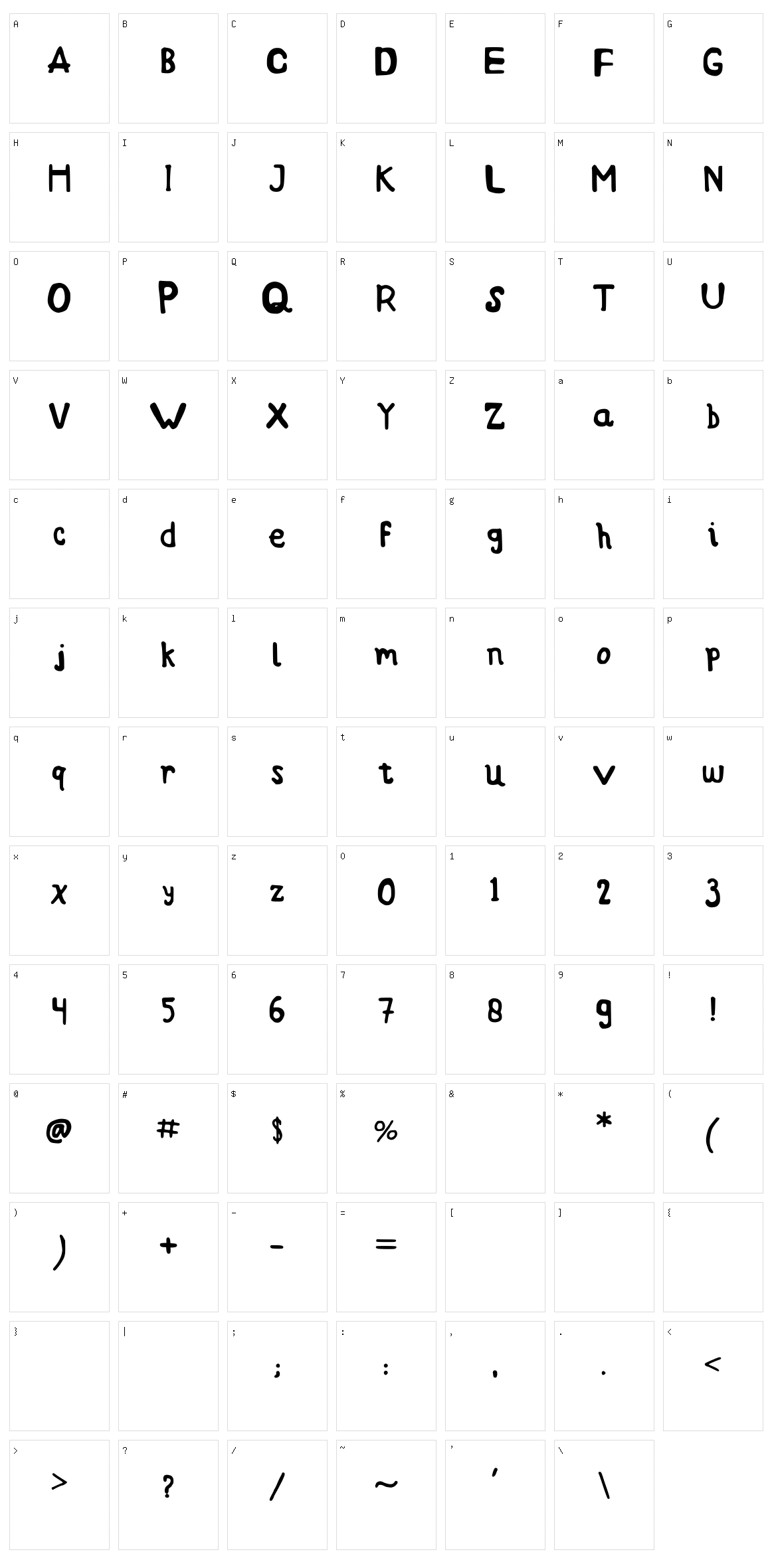 Bundafont Character Set