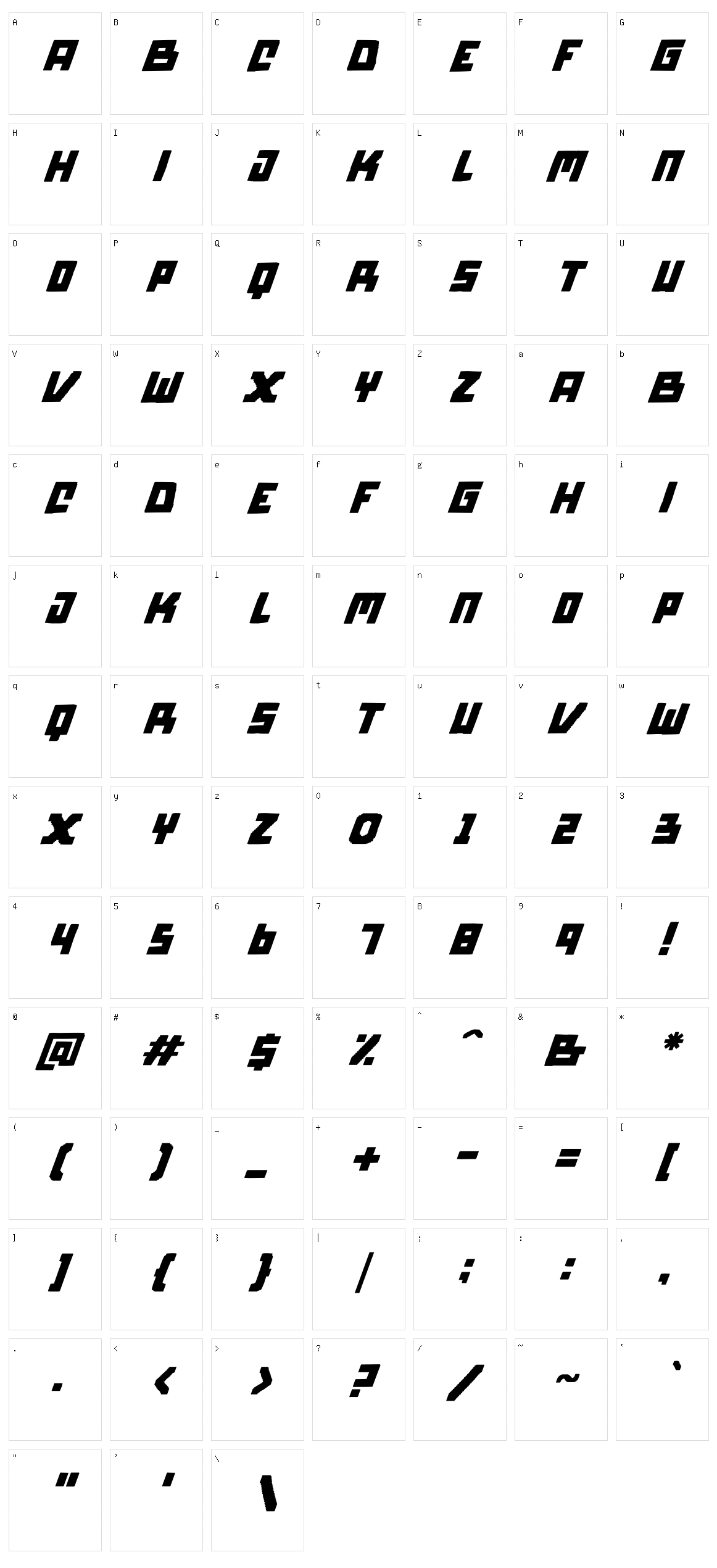Byorg Character Set