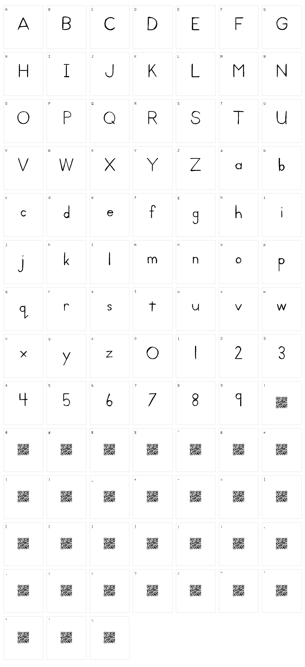 Kid Print Character Set