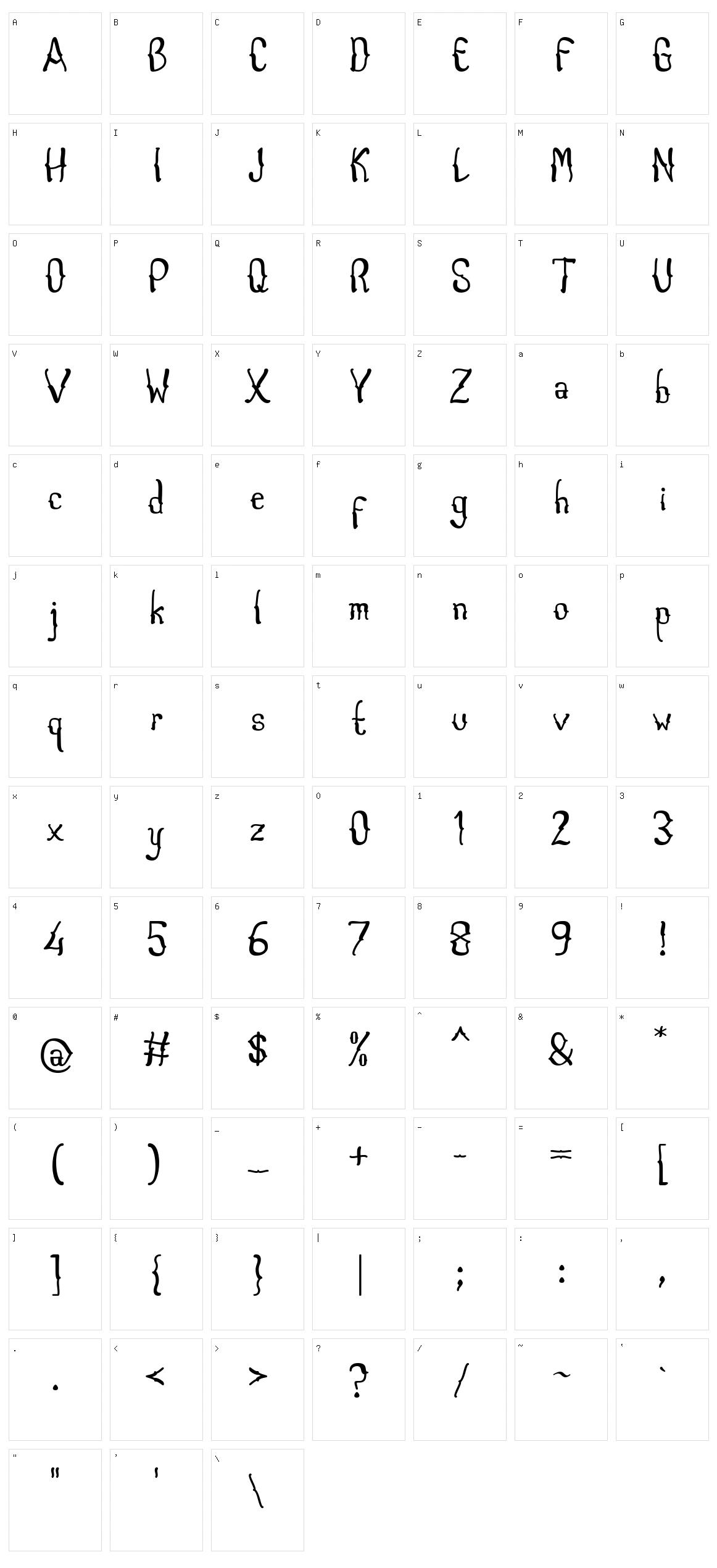 Caboge Character Set
