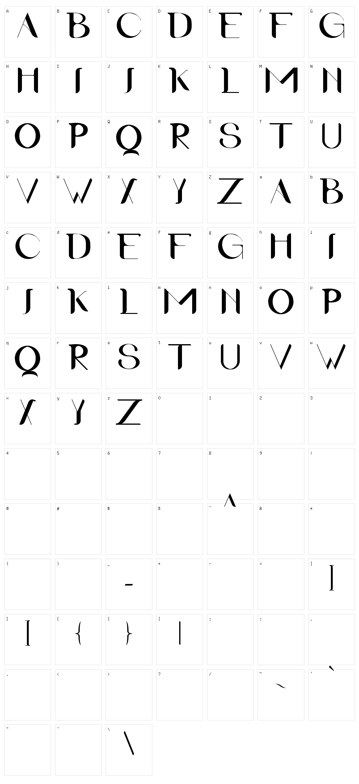 Calista Character Set