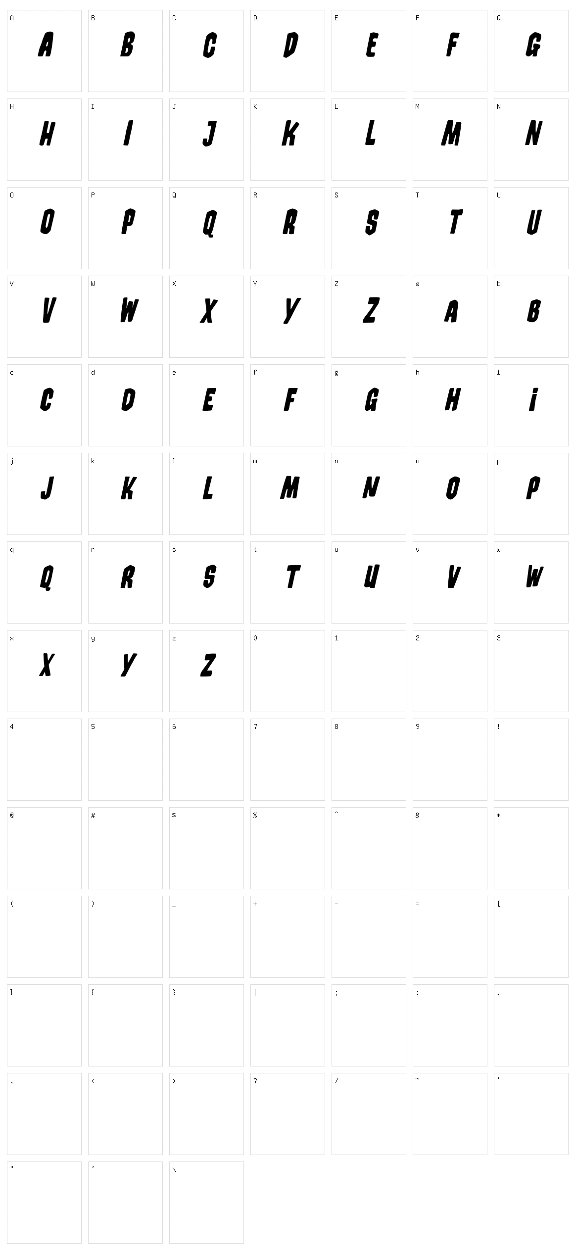 Callifroz Character Set
