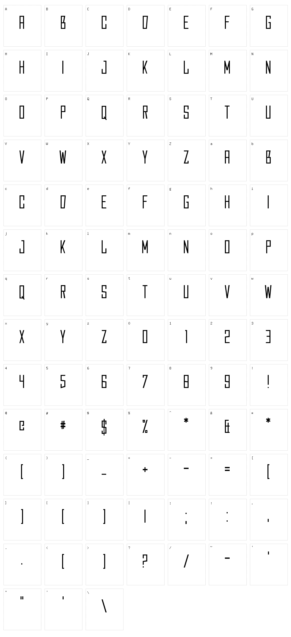 Caperput Character Set
