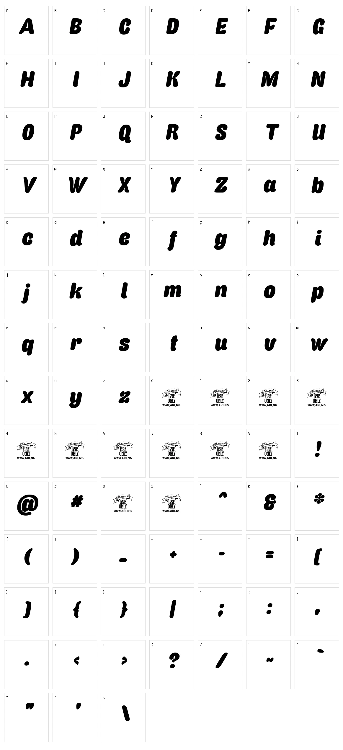 Caprica Sans Character Set