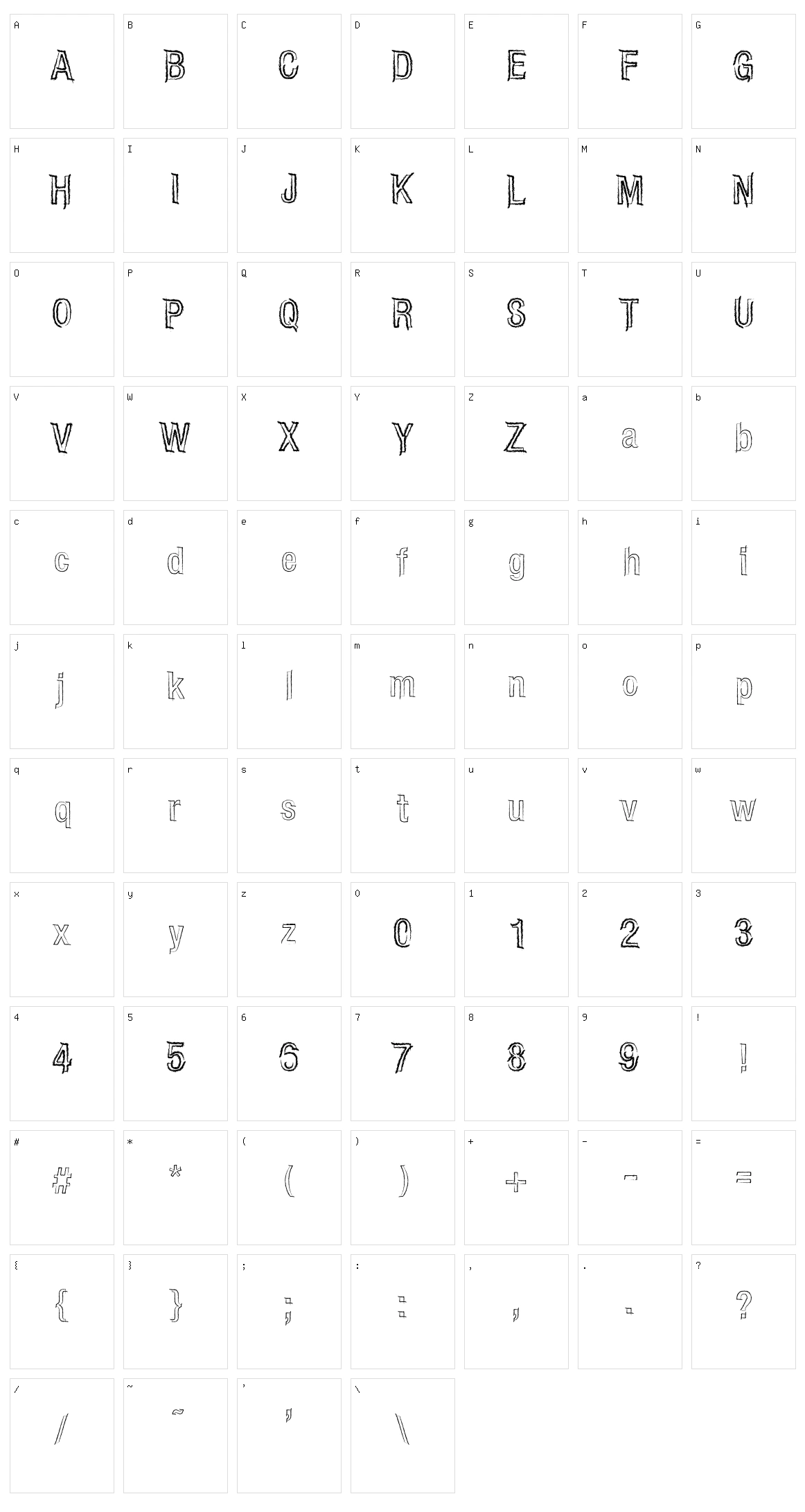 Carboncillo Palo Character Set