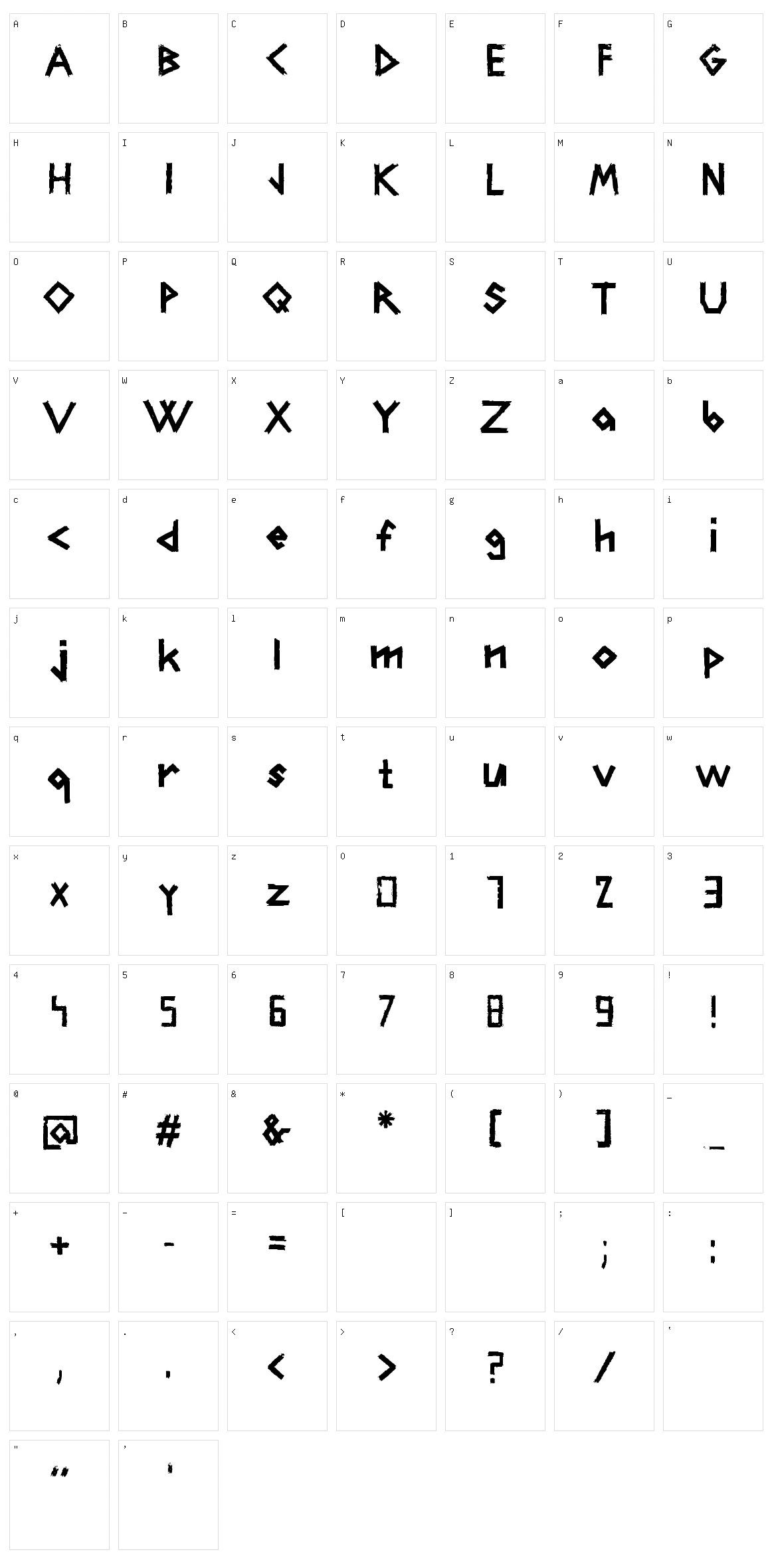 CarFont Character Set