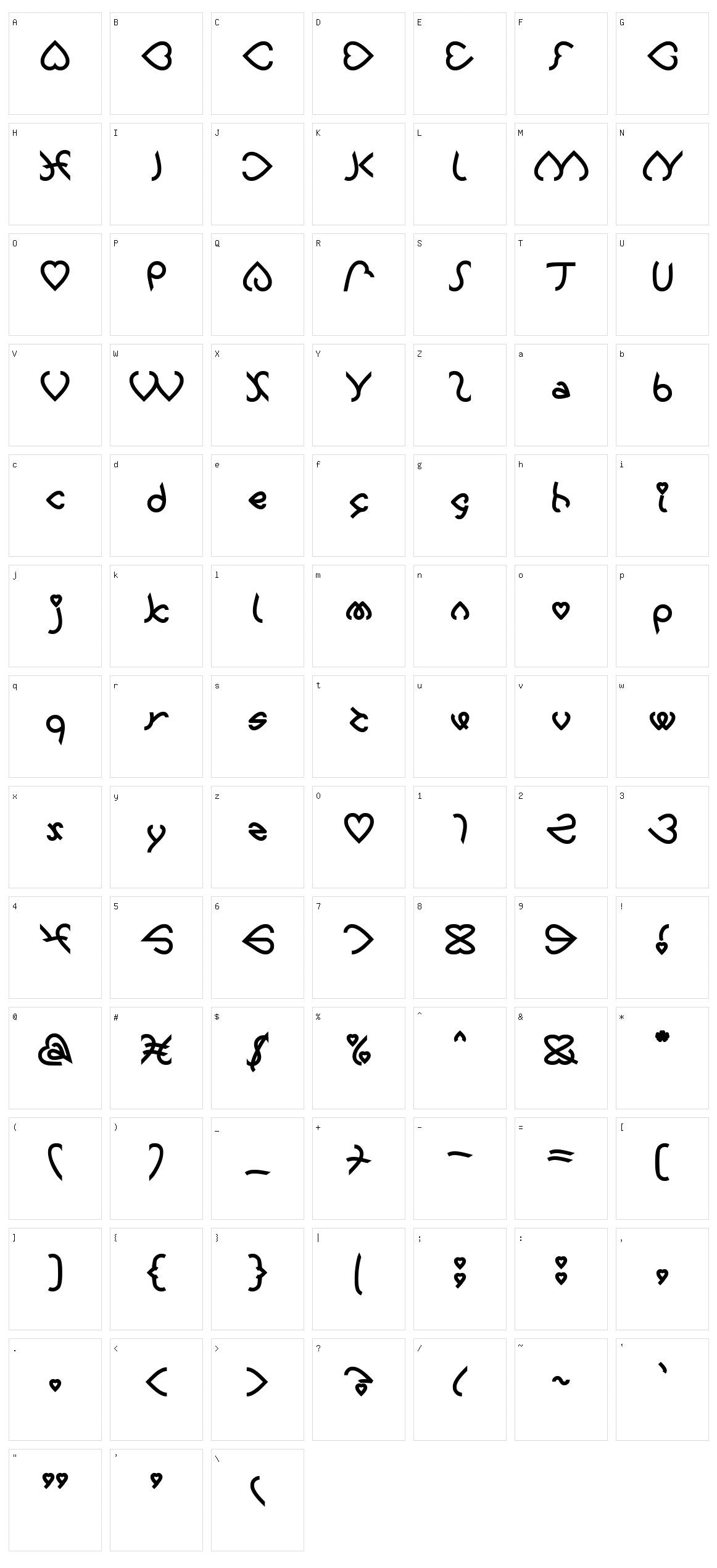 Celeste Character Set