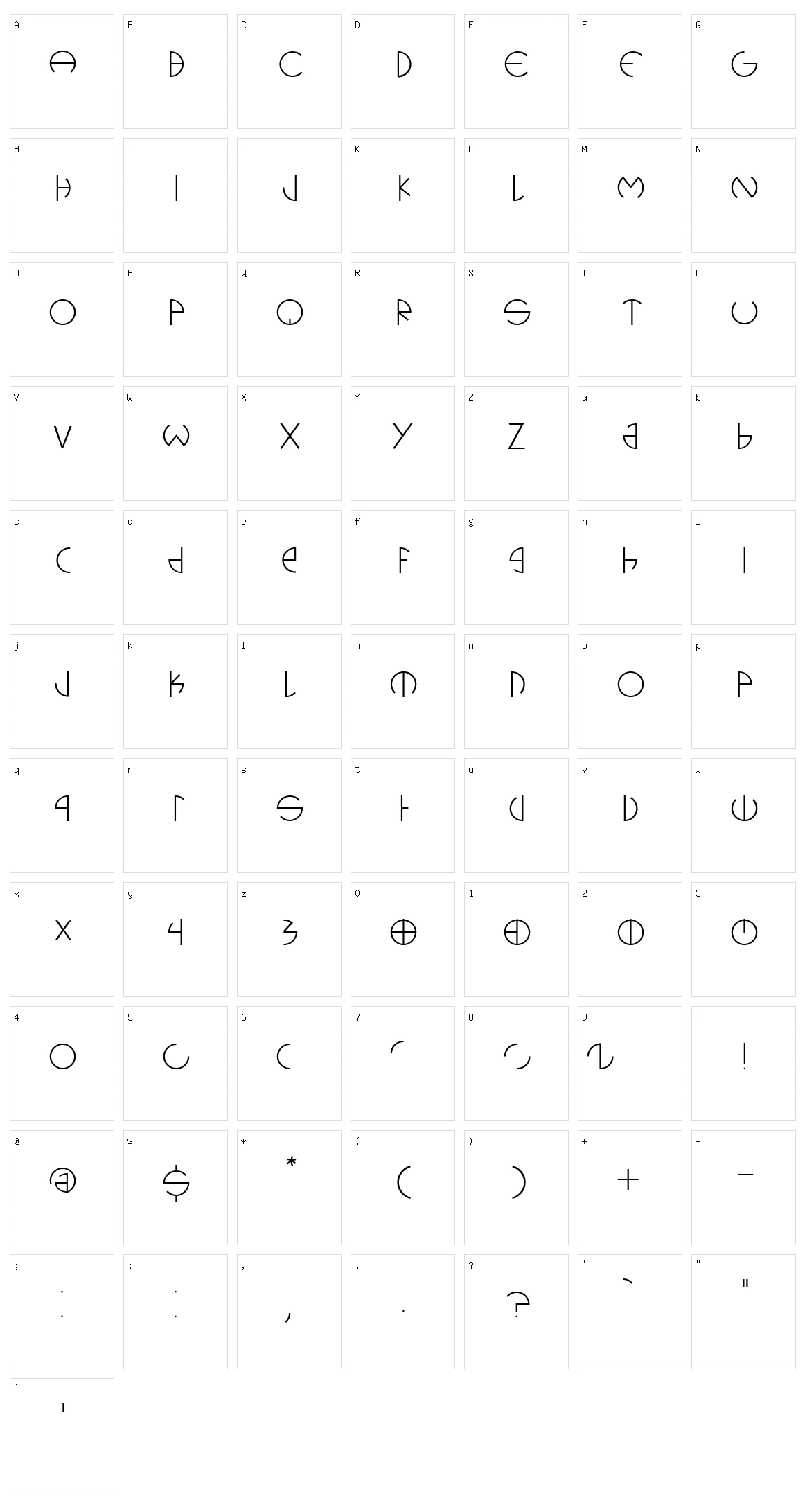 Cerclip Character Set