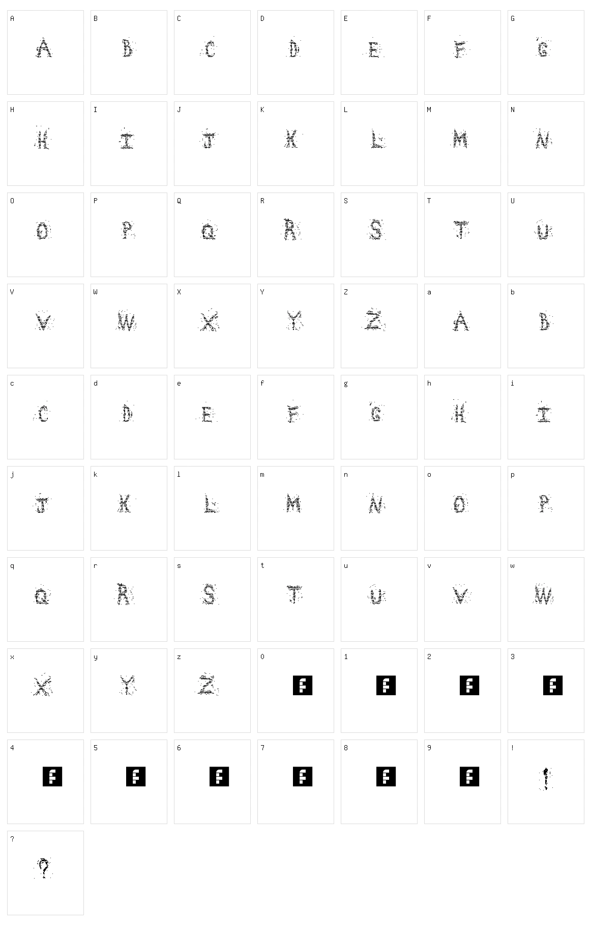 Chaos squares Character Set