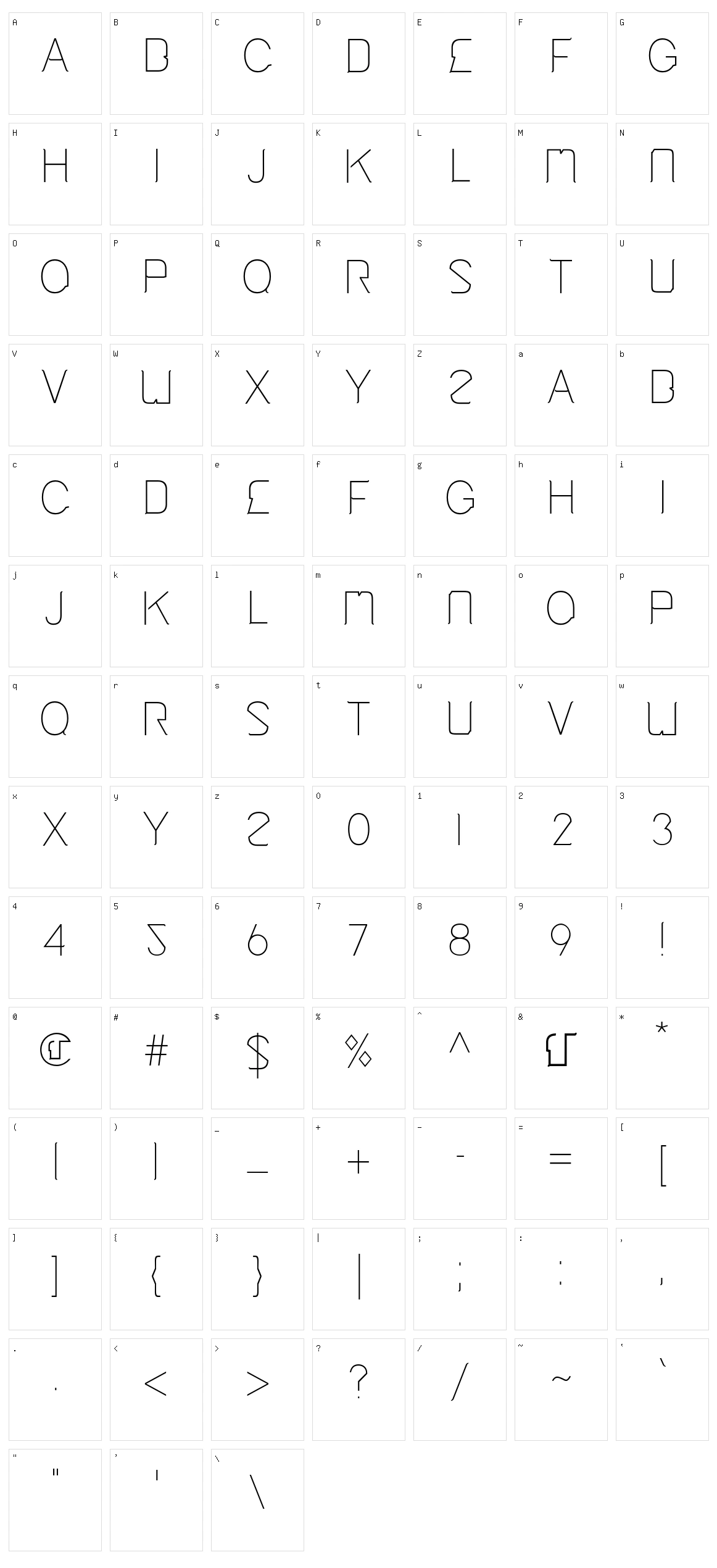 Cinga Character Set