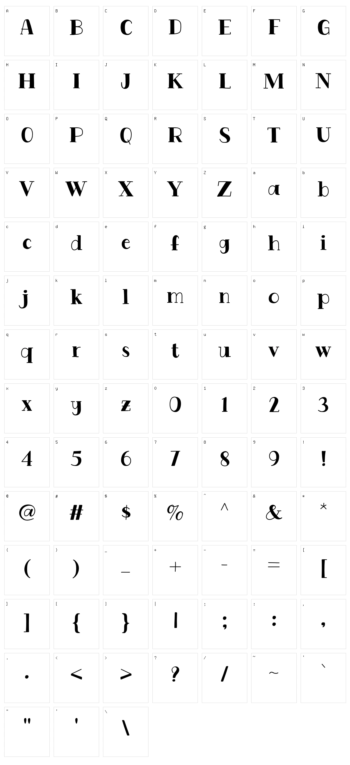 Cityweek Character Set